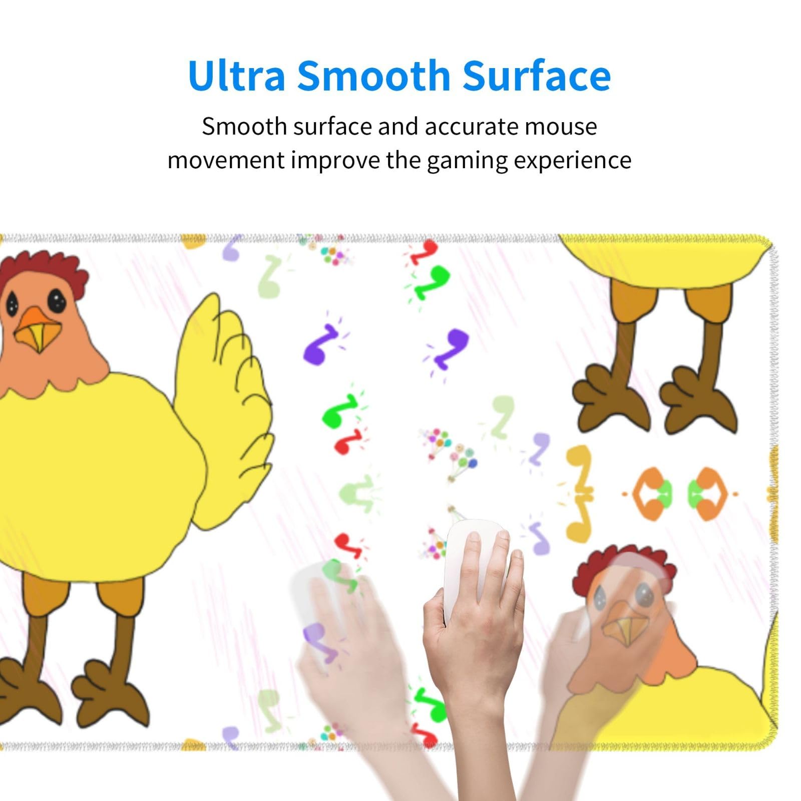 NALoRa Singing Hen Printed Large Gaming Mouse Pad - Premium Woven Fabric with Non-Slip Rubber Base (12x31.5 inches) for Office, Home & PC Gaming Desk Setup
