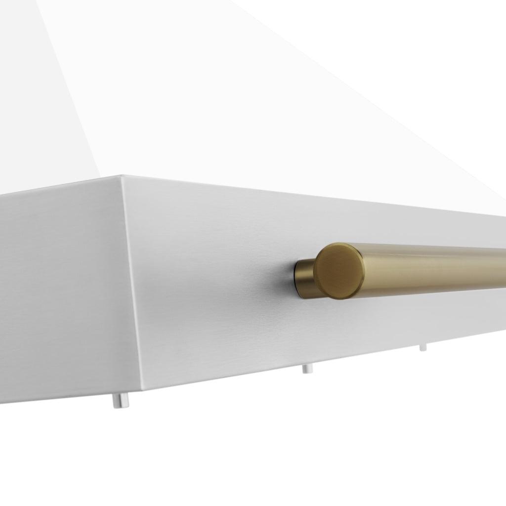 ZLINE KB4STZ Autograph Edition Convertible Stainless Steel Range Hood - White Matte Shell with Champagne Bronze Accents | Professional Kitchen Ventilation for Modern Homes