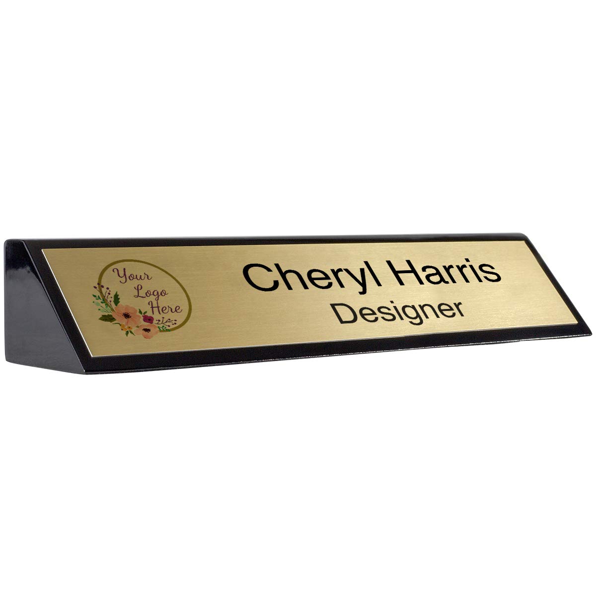 Premium Black Piano Finish Desk Wedge - Gold Accent, 10x2 Inches - Perfect for Laptop Stand, Monitor Riser & Ergonomic Workspace Setup