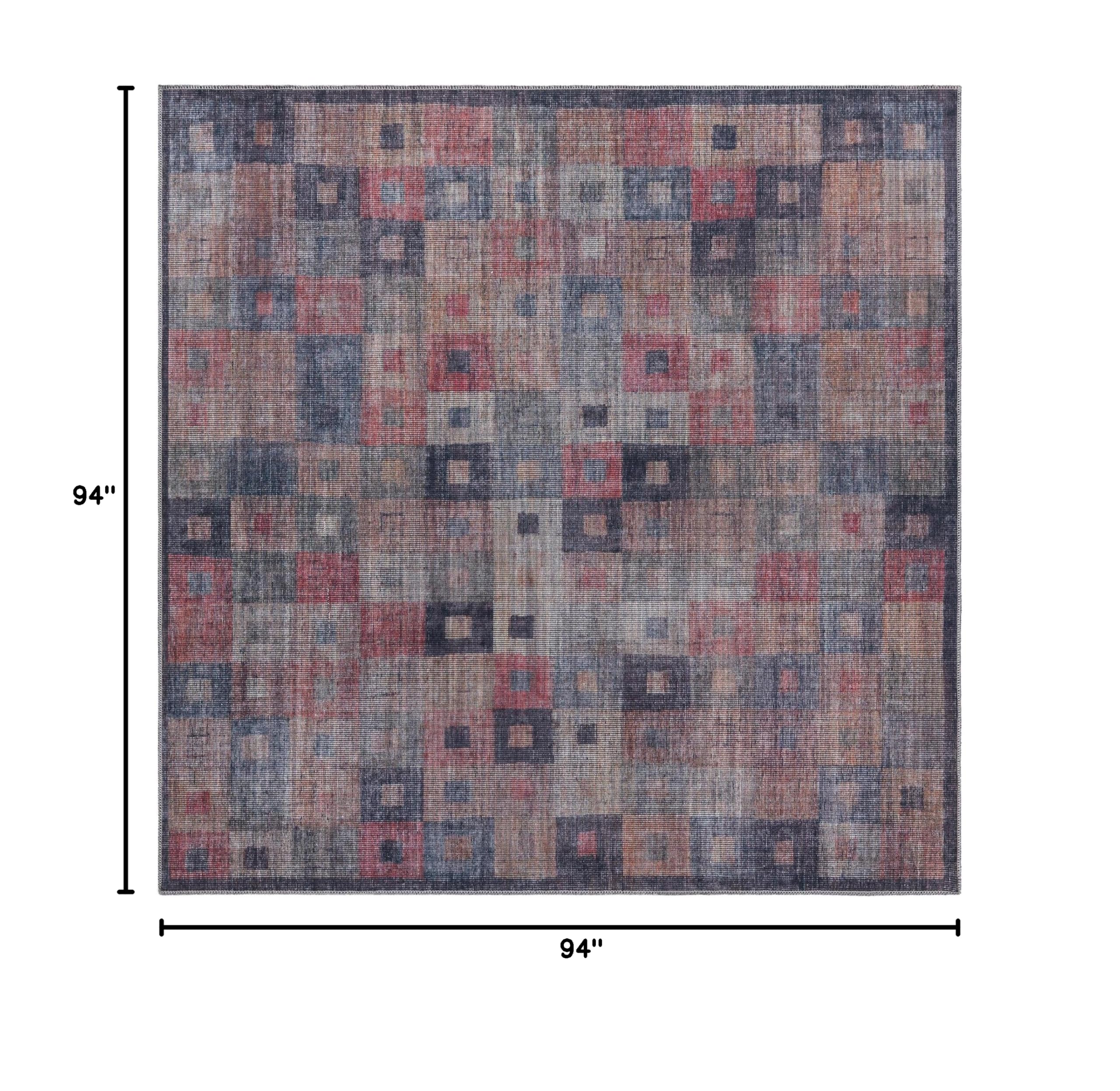 Sisu Collection Washable Rug – 8x8 Feet Square Multi Flatweave Rug for Living Room, Kitchen, Entryway | Durable & Easy Clean Indoor Outdoor Area Rug for Home Decor