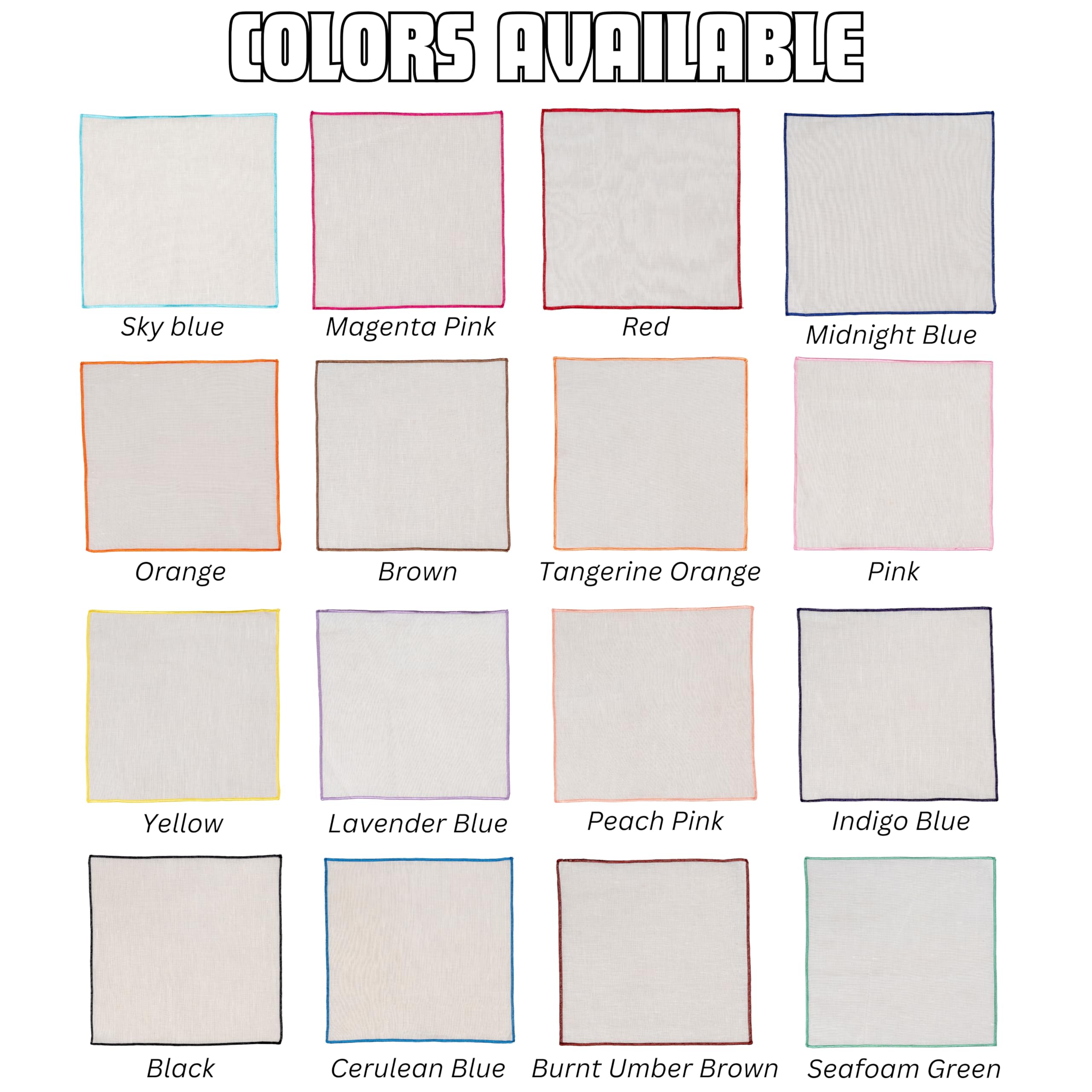 Premium Linen Pocket Squares for Men - Elegant Embroidered Edge Handkerchiefs | Wedding, Business & Formal Occasion Accessories