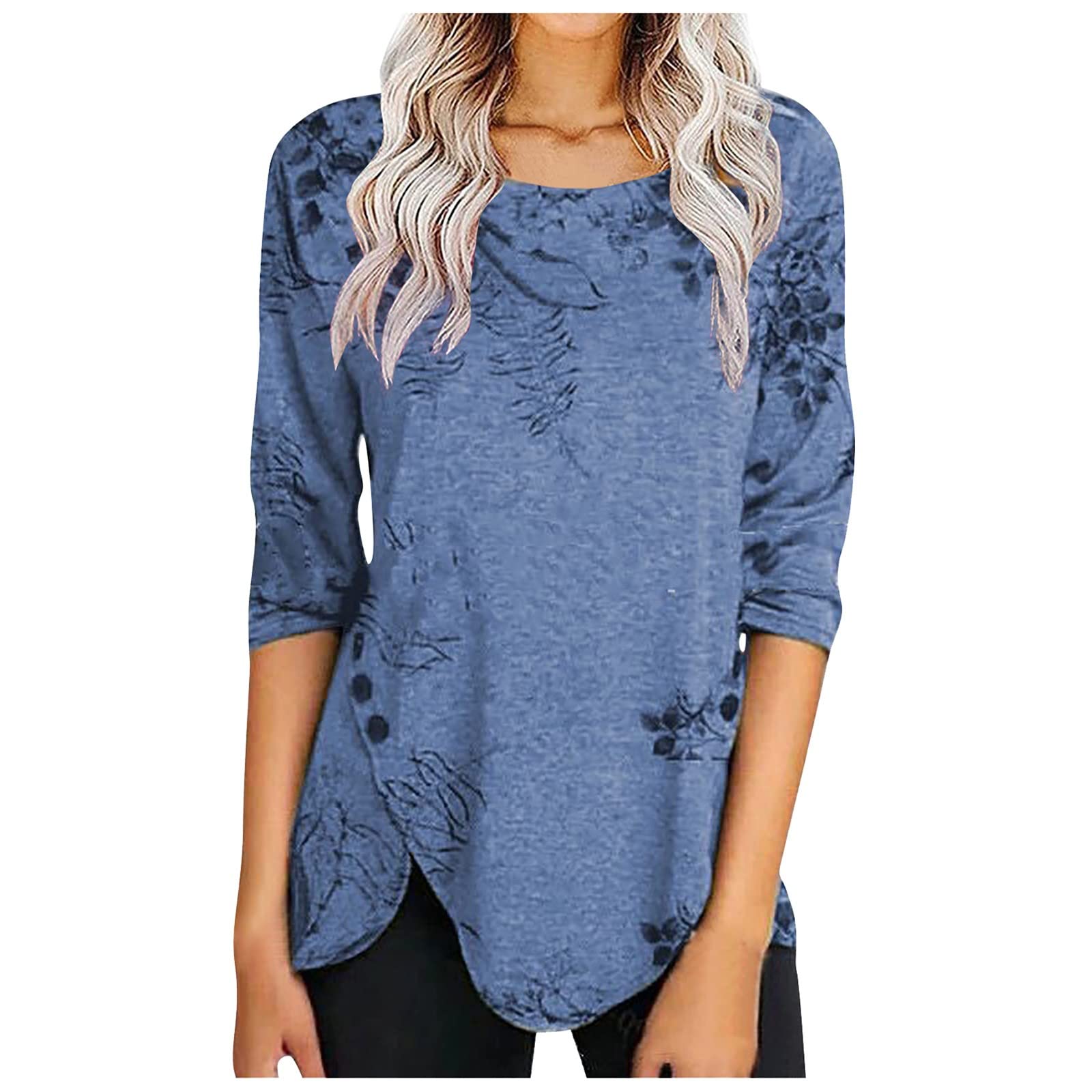 Women's Long Sleeve Blouse - Spring Casual Button-Down Shirt with Leaf Print, Trendy Tunic Top for Work & Weekend Outfits | Office Wear, Date Night, Brunch with Friends
