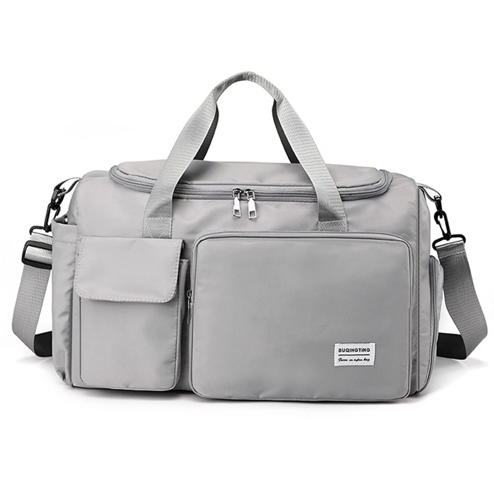 Unisex Weekend Travel Gym Tote Bag - Waterproof Nylon Overnight Carry On Bag with Shoe Compartment & Pockets - Perfect for Gym, Work, Travel & Overnight Trips