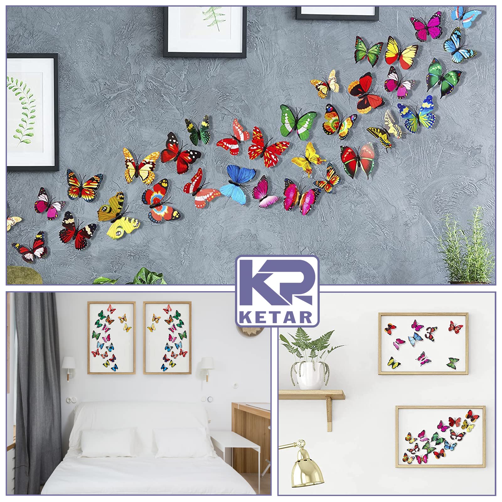 3D Magnetic Butterfly Wall Decals - 20Pcs Removable DIY Decor for Kitchen & Fridge