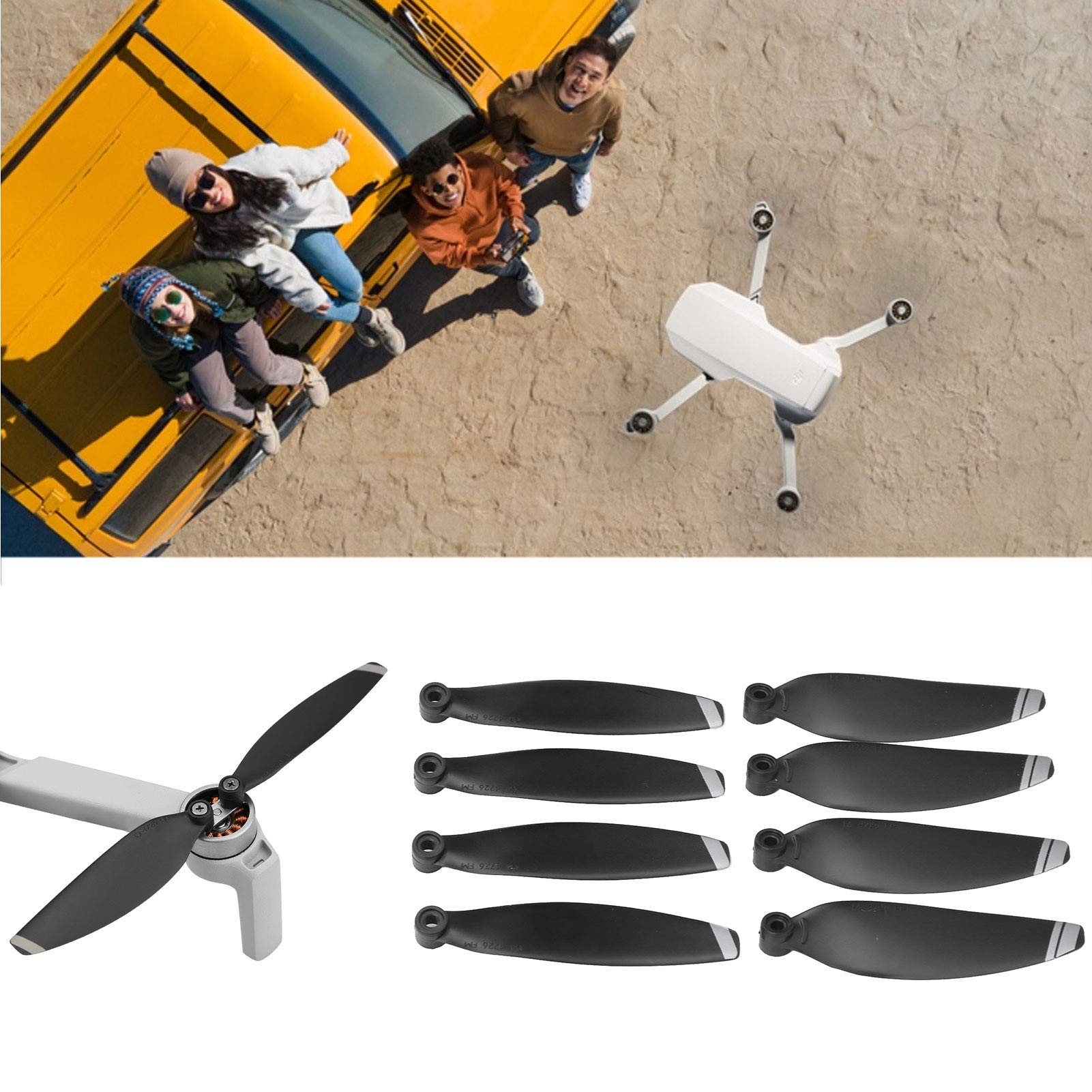Drfeify 2 Pairs of Drone Propellers, Replacement Accessories Compatible with DJI Mavic Mini 2 (Silver Edge) - Perfect for Aerial Photography, Travel Vlogging & Outdoor Adventures