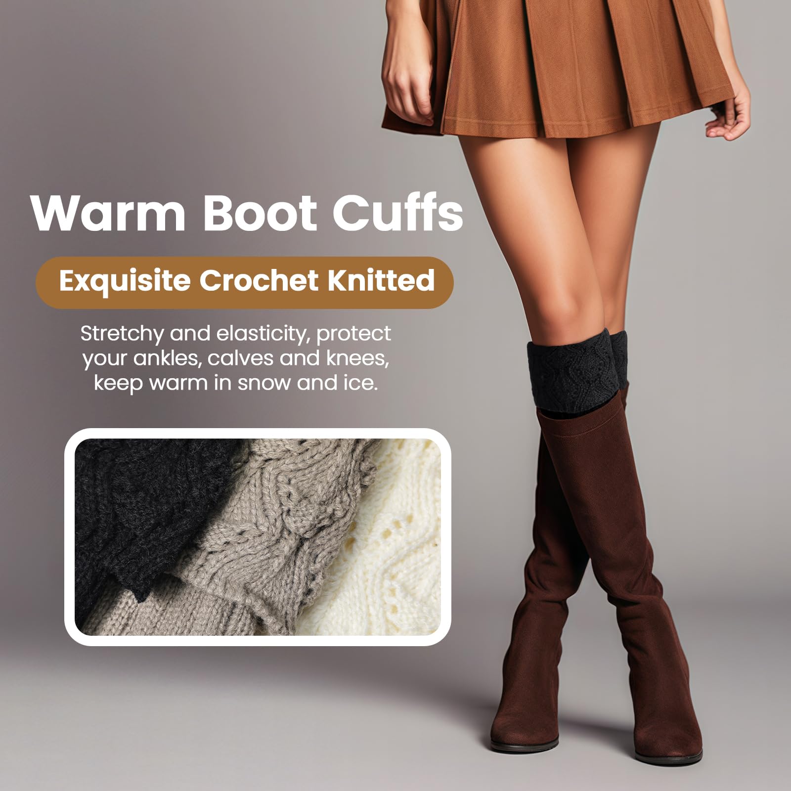 Women's Leg Warmers - 1 Pair Cozy Boot Socks & Ankle Warmers for Winter | Soft Knit Boot Cuffs Toppers | Perfect for Cold Weather, Snow Boots, and Indoor Comfort