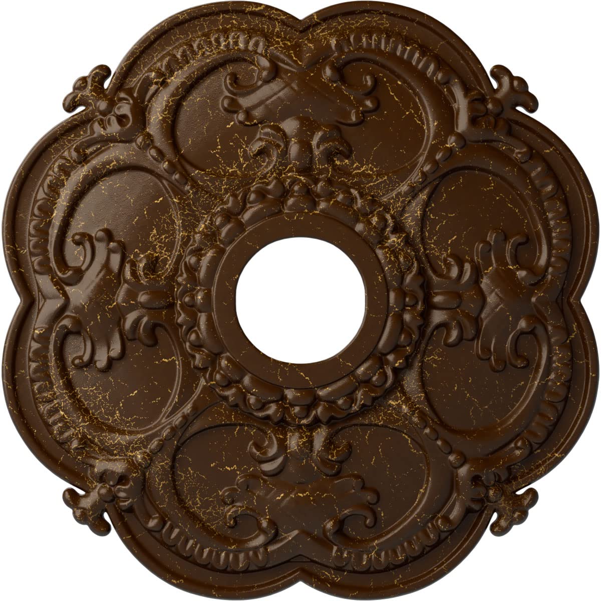 Ekena Millwork Rotherham 18 Inch Ceiling Medallion - Hand-Painted Root Beer Crackle Finish, 18