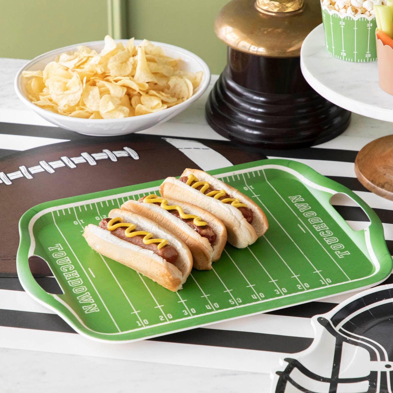 Eco-Friendly Bamboo Reusable Serving Tray for Football Tailgating, Picnics & Home Decor | Biodegradable Party Platter for Snacks & Appetizers