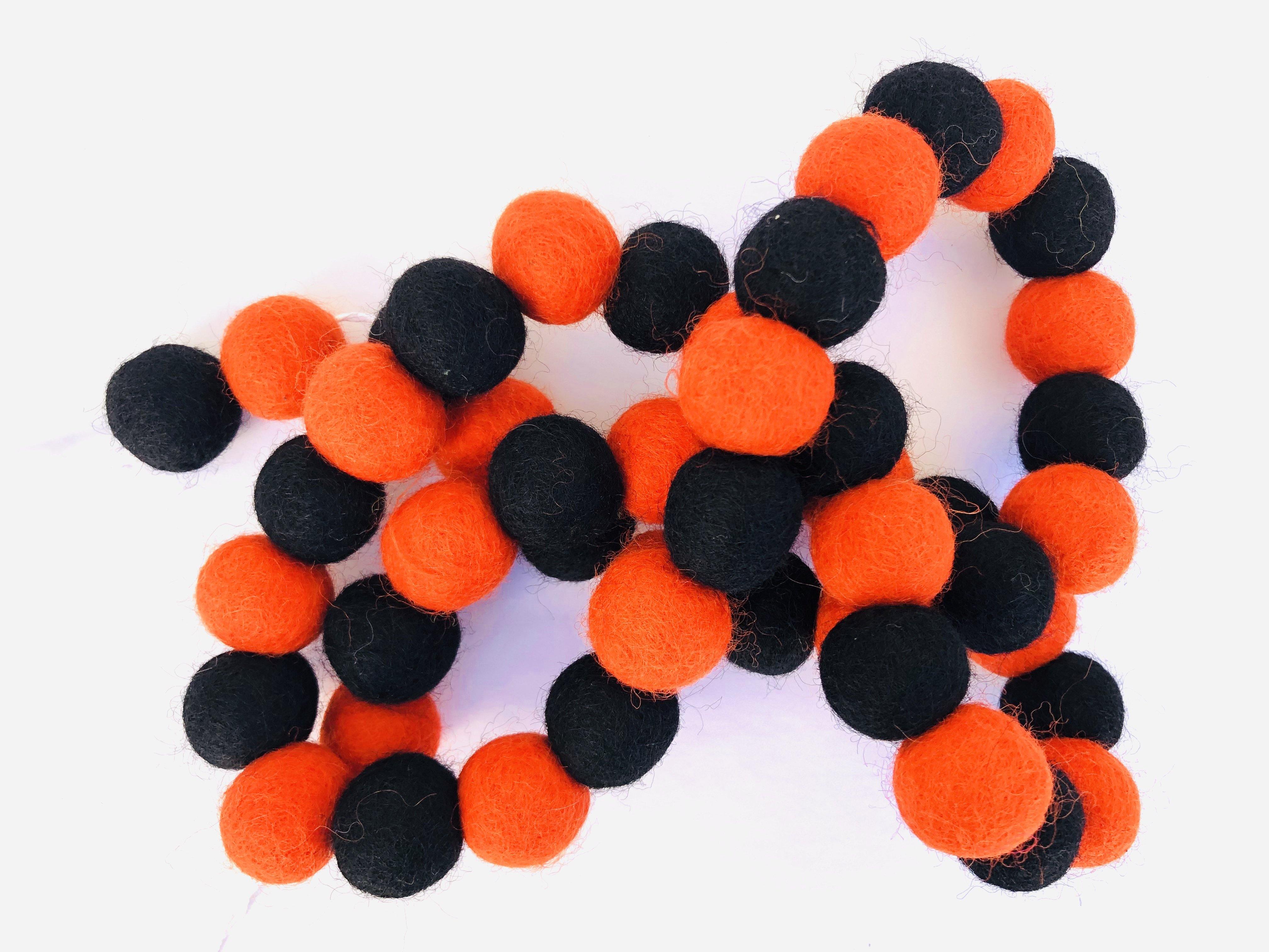 Black & Orange Pumpkin Garland Fall Decor - Halloween Thanksgiving Autumn Party Home Decoration for Fireplace Mantel, Front Door, Table Centerpiece