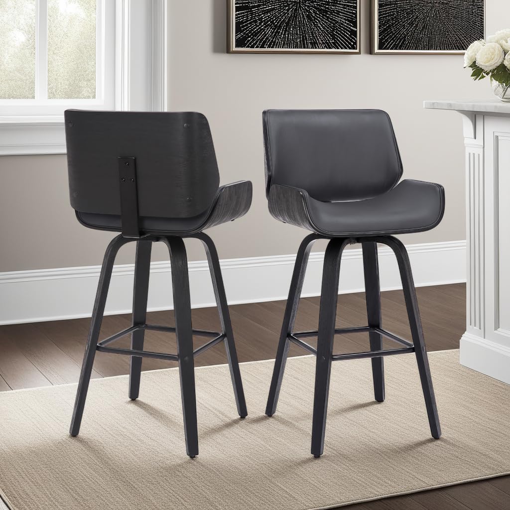Armen Living Tyler Mid Century Modern Swivel Bar Stool - 26