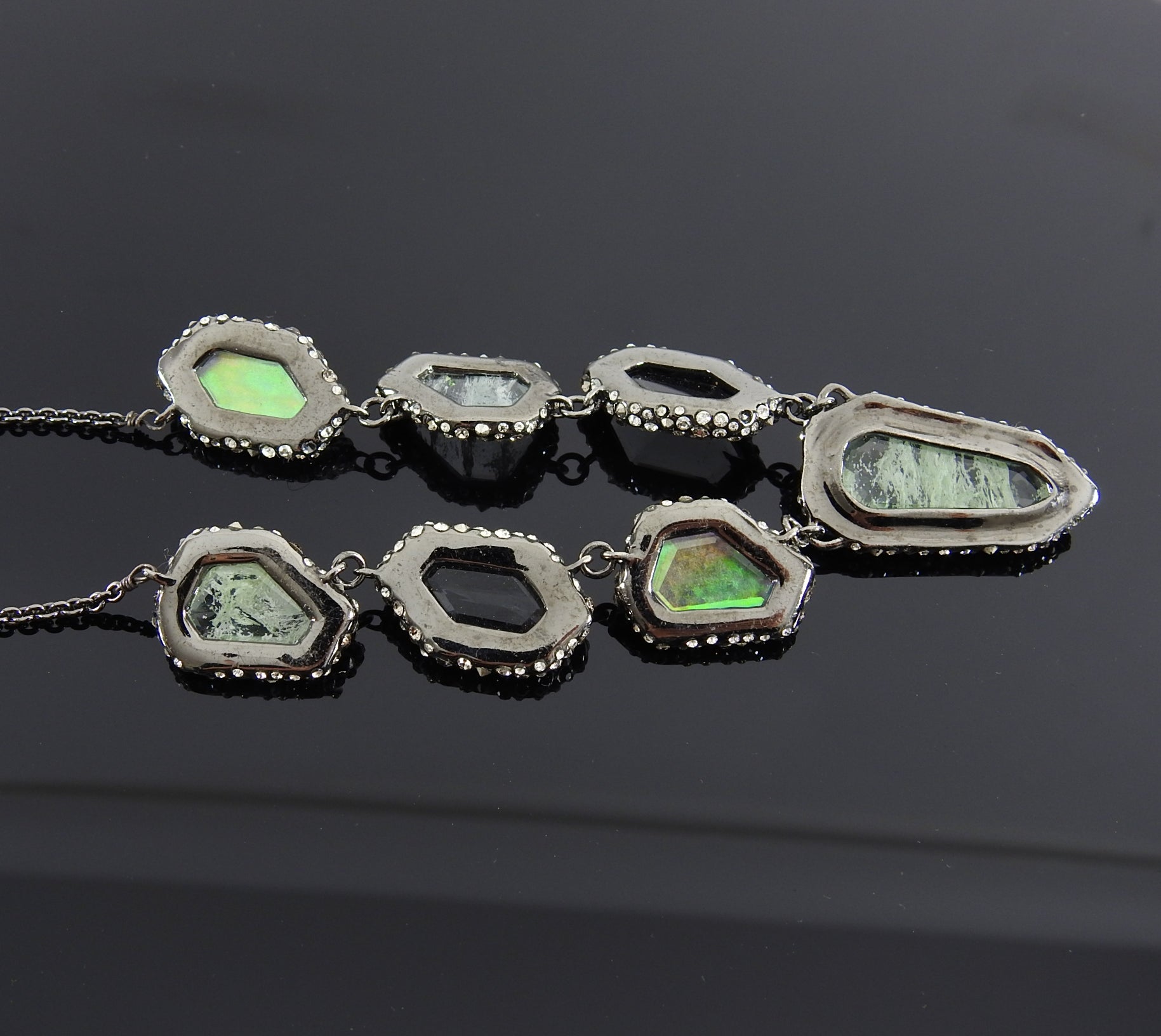 Alexis Bittar Green Iridescent Quartz Jeweled Necklace - Elegant Statement Jewelry for Women | Perfect for Evening Parties, Weddings & Special Occasions