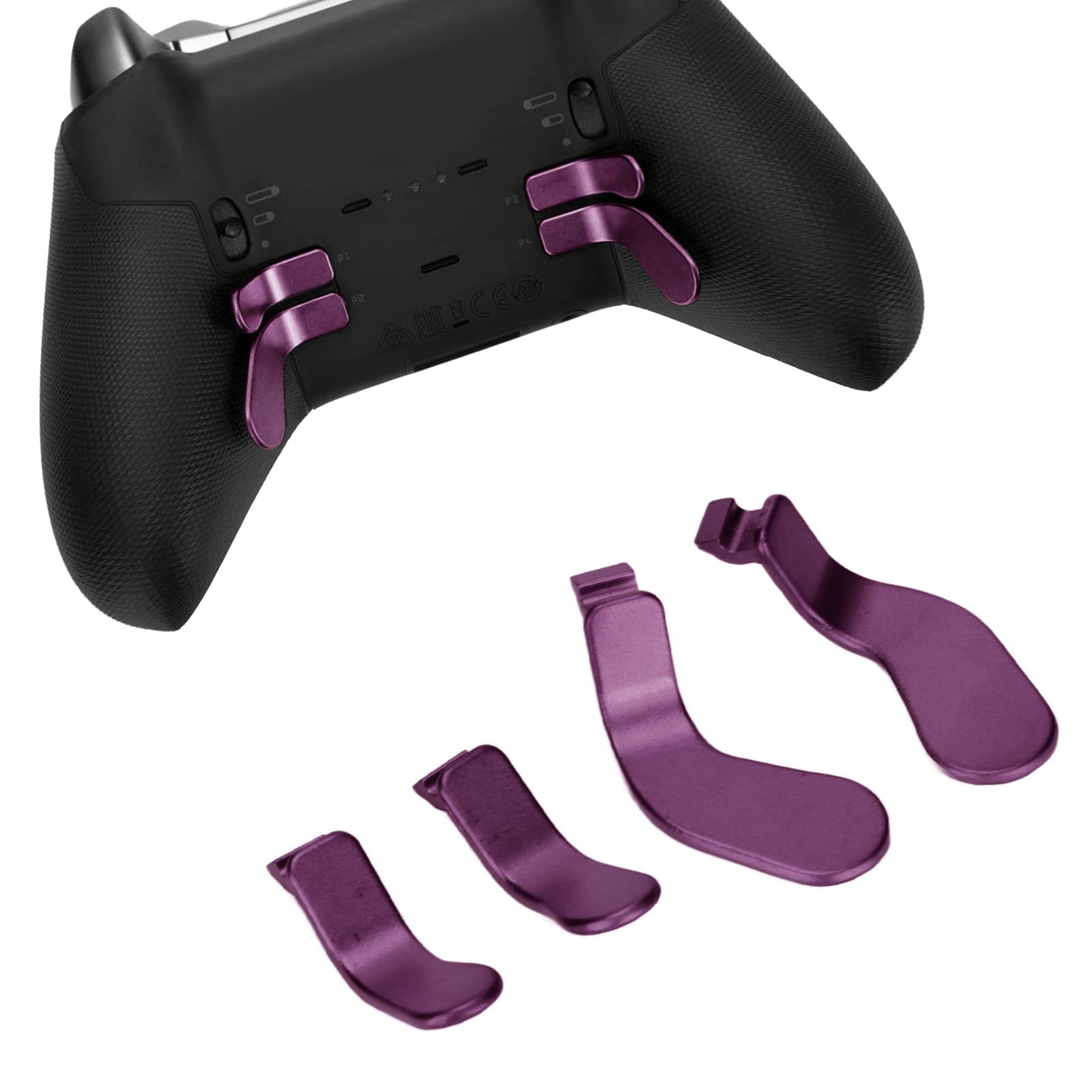 Premium Metal Replacement Trigger Paddles for Xbox One Elite Controller Series 2 (Model 1797) - 4-Piece Stainless Steel Set in Purple - Enhance Gaming Performance for FPS, Racing & Competitive Play