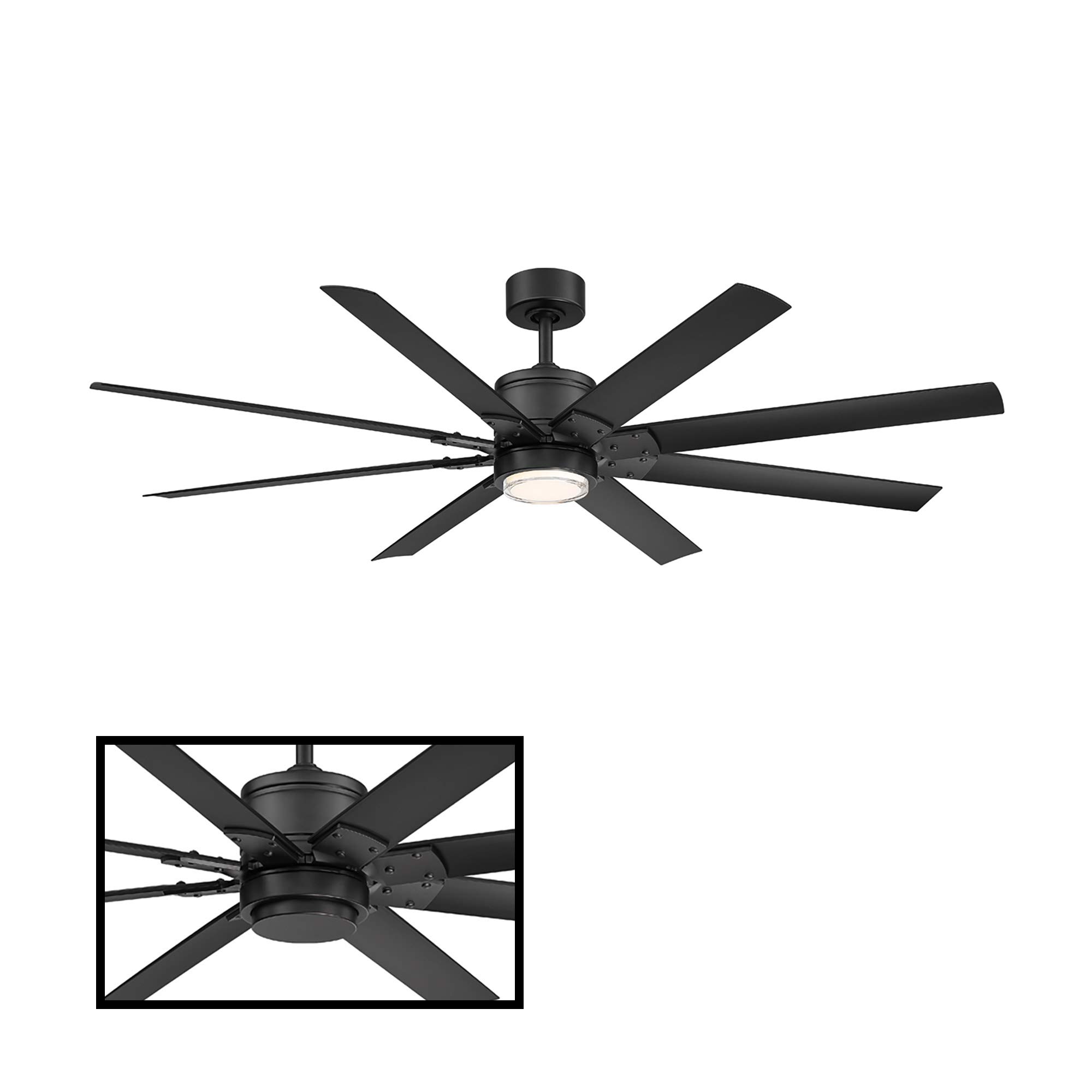 Renegade 52-Inch Smart Ceiling Fan with LED Light Kit, Matte Black, 2700K, Remote Control, Alexa & App Compatible for Indoor and Outdoor Living Spaces