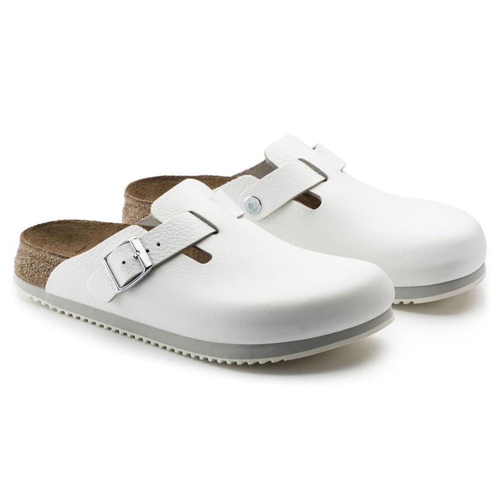 Birkenstock Women's Boston Soft Footbed Clogs - Iron Oil Leather Narrow Fit (EU 36) | Comfortable Slip-On Shoes for Nurses, Chefs & Indoor/Outdoor Wear