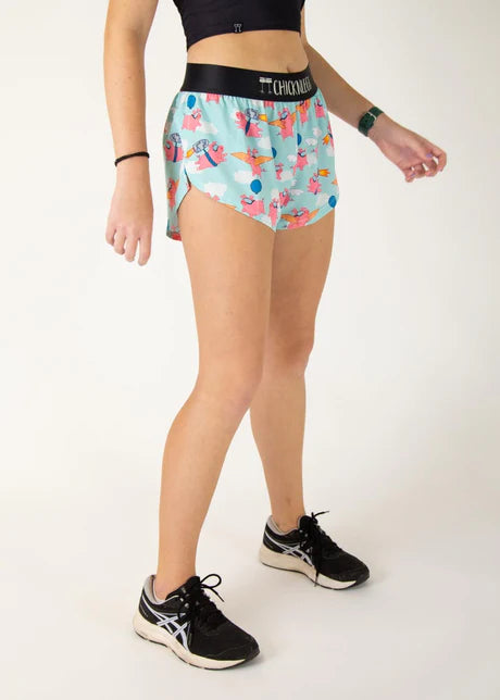 Women's Flying Pigs 1.5 Inch Split Running Shorts - Lightweight & Breathable for Workouts, Jogging, and Gym