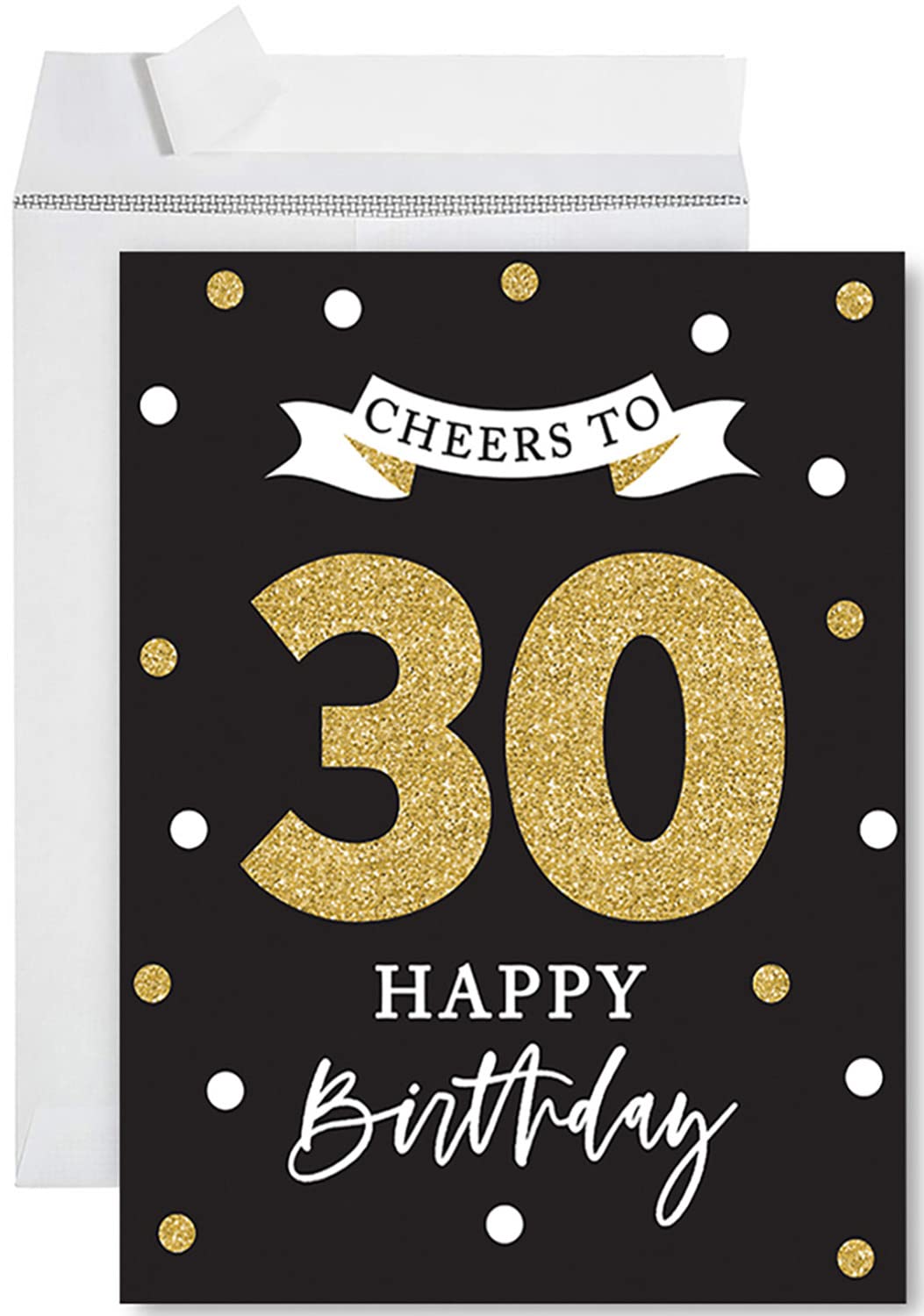 Andaz Press Jumbo Happy Birthday Card with Envelope - Cheers to 30th Birthday Greeting Card for Her, Him, Son, Daughter, Coworker, Friend | 8.5
