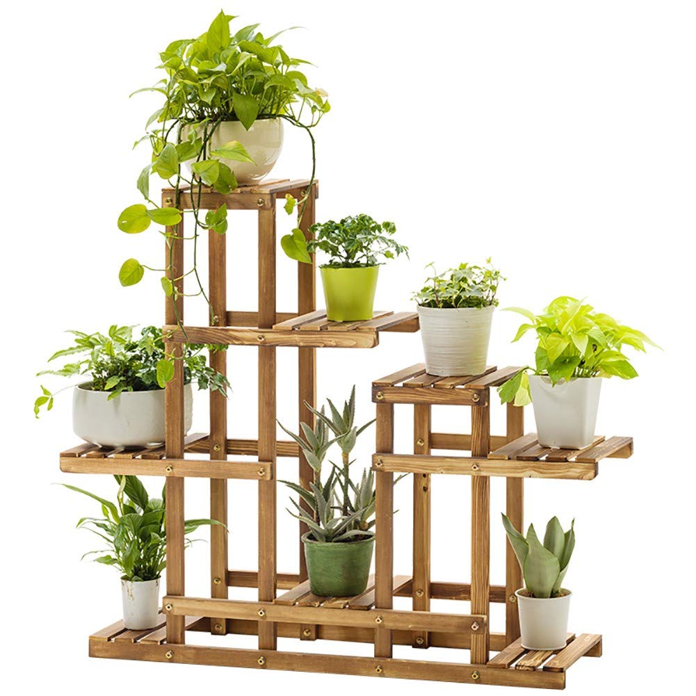 JANRON Wooden Plant Stand for Indoor & Outdoor - 70x25x70cm & 90x25x85cm Flower Display Rack, Pedestal Shelf for Garden, Backyard, Balcony - Perfect for Potted Plants, Succulents, and Home Decor