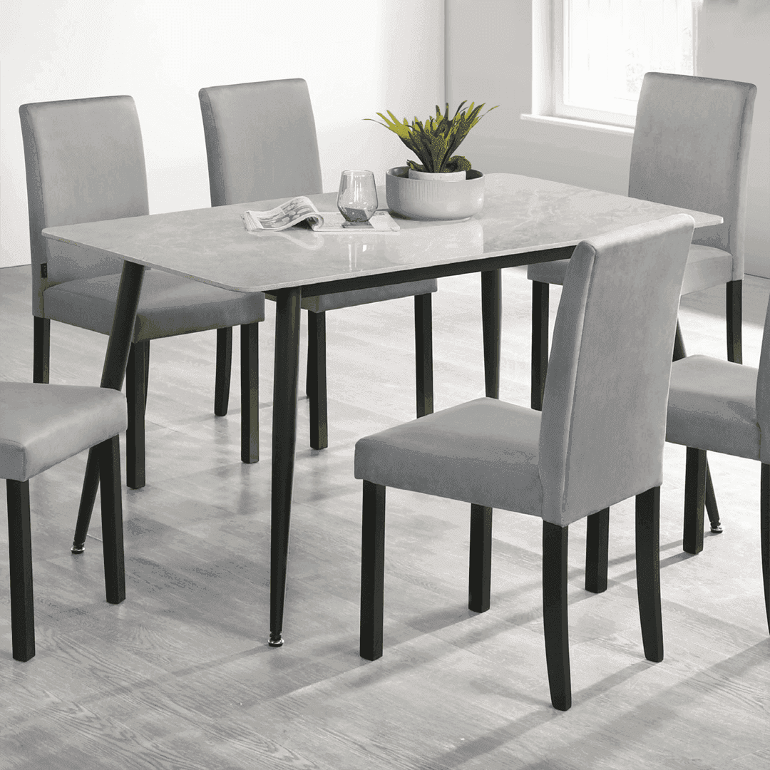 Gioele 55-Inch Round Ceramic Dining Table for 6 - Modern White Kitchen Table - Perfect for Small Spaces, Breakfast Nook & Formal Dining Rooms