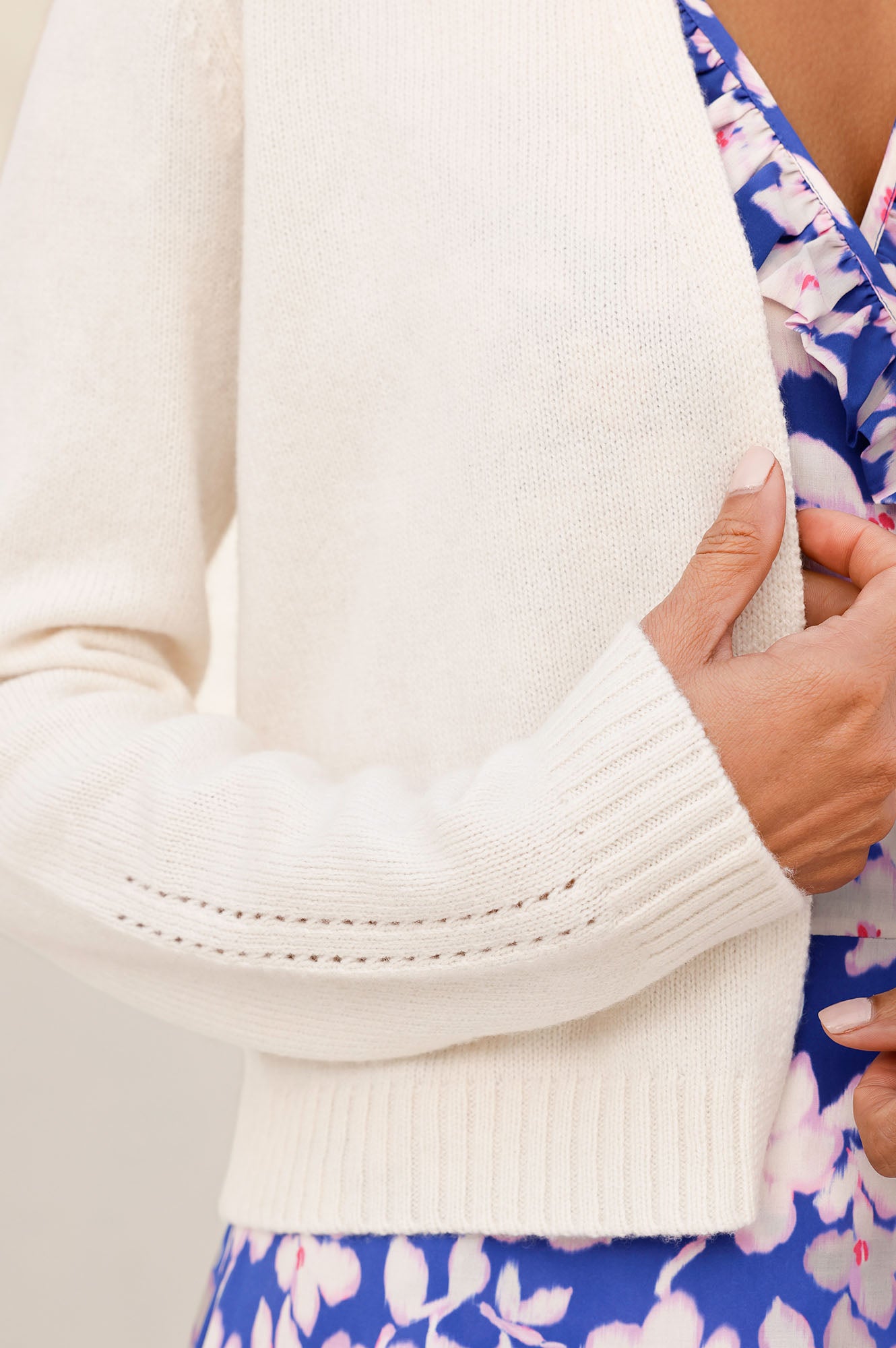 Premium Merino Wool Edge-to-Edge Cardigan for Women - Soft Ivory Knit Sweater | Perfect for Office, Travel & Cozy Evenings