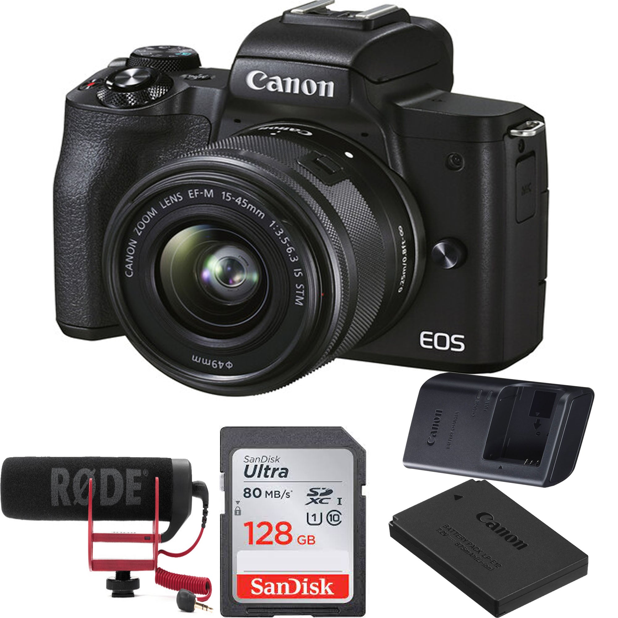 Canon EOS M50 Mark II Mirrorless Camera with 15-45mm Lens - 4K Video, Dual Pixel AF, WiFi & Bluetooth (Black) - Perfect for Vlogging, Travel Photography & Content Creation