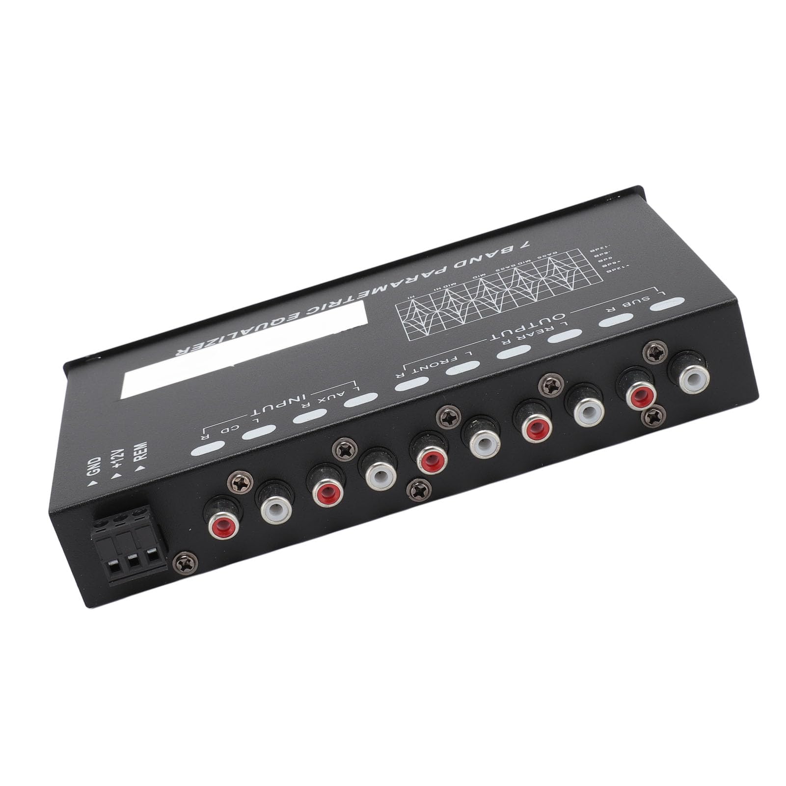 MOUMOUTEN 7-Band Car Audio Equalizer with CD/AUX Input - Adjustable Graphic Sound Equalizer for Front, Rear & Subwoofer Output - Perfect for Cars, Boats, RVs & Home Stereo Systems