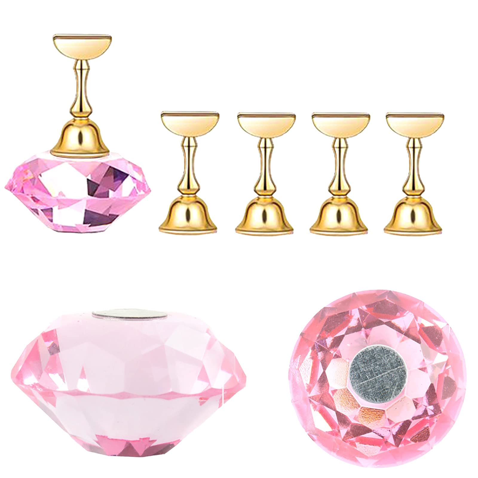 Magnetic Acrylic Nail Art Practice Stand - Pink Nail Tips Holder for DIY Manicure Training & Nail Display | Perfect for Salon Professionals & Home Nail Art Practice