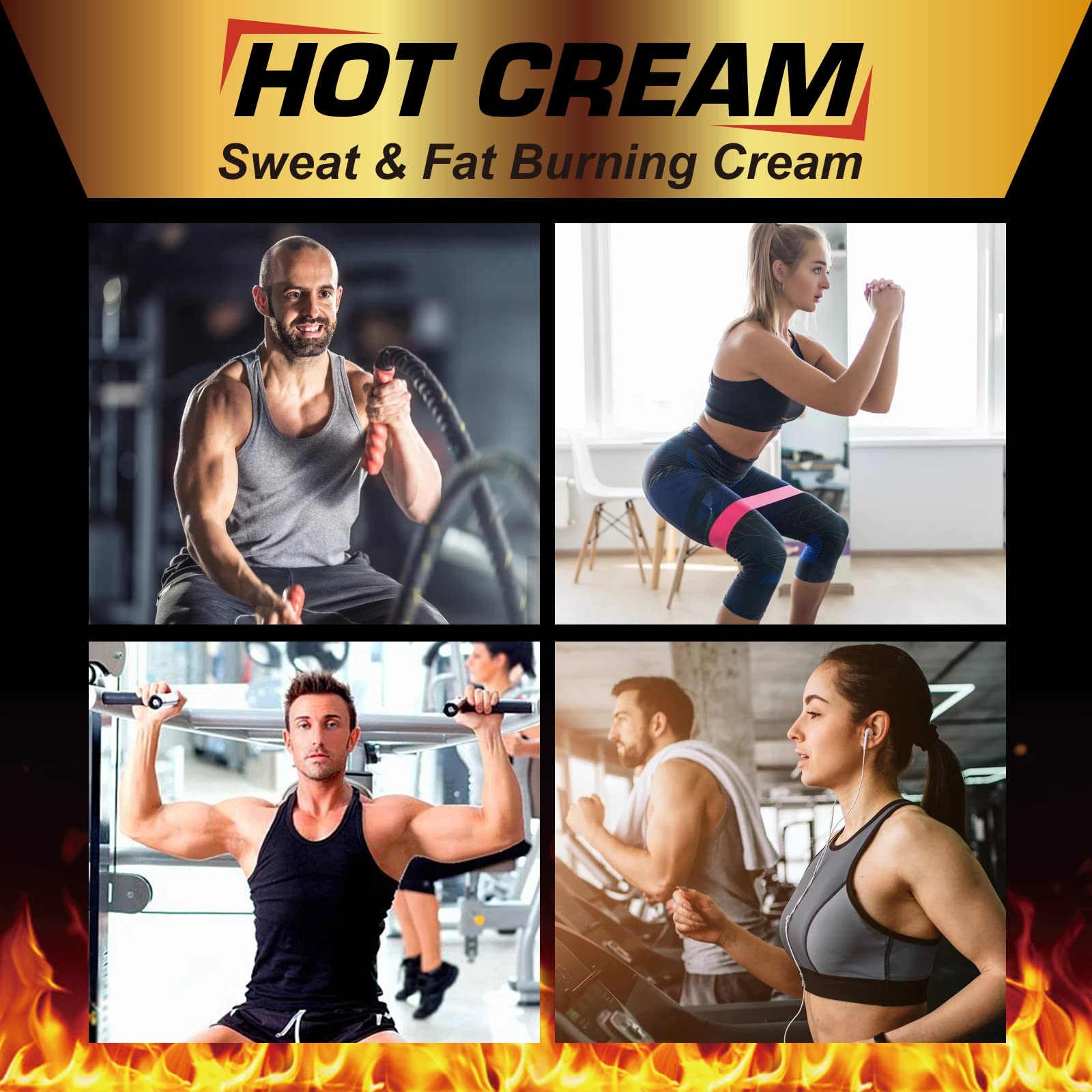 REBODUM Hot Sweat Cream - Natural Fat Burning Cream for Belly & Weight Loss | Cellulite Treatment for Thighs, Legs, Abdomen, Arms & Buttocks | Workout Enhancer for Women & Men | Perfect for Post-Workout Recovery & Body Sculpting