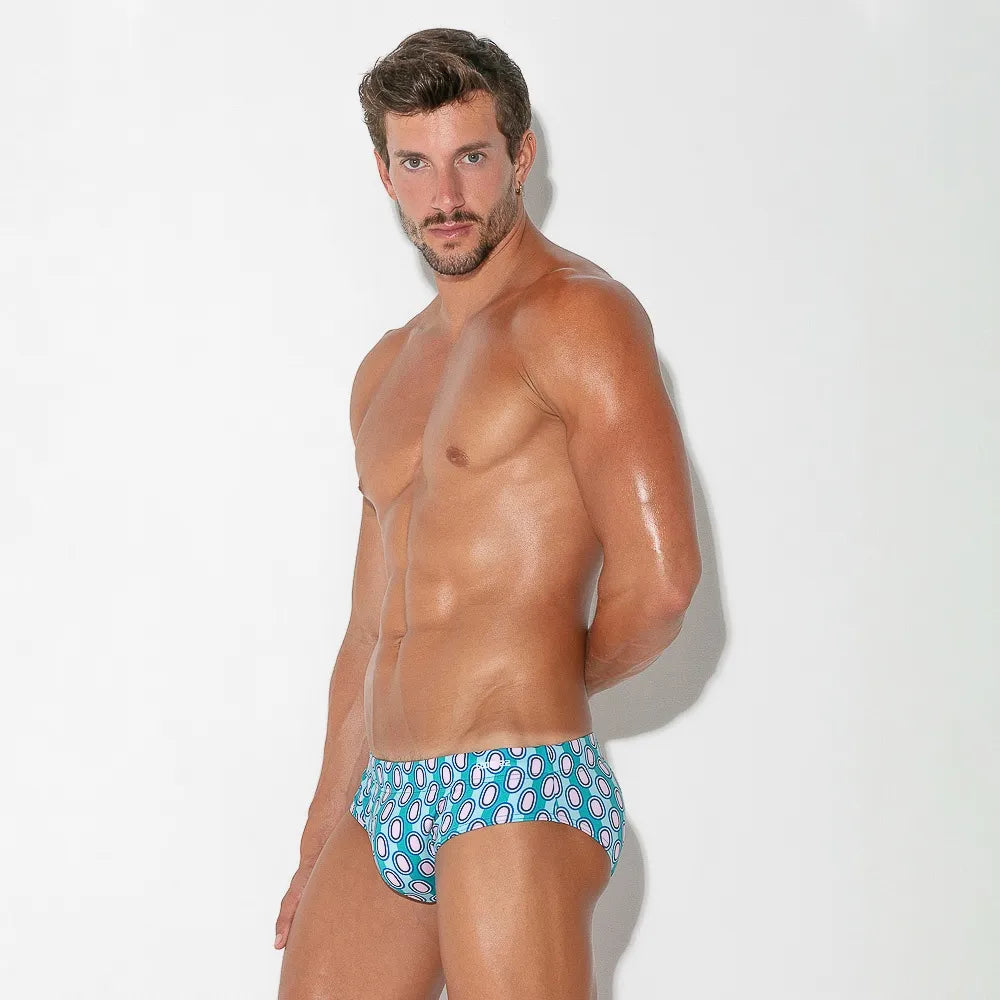 Vintage Enhancing Swim Briefs for Men - Code 22 Retro Swimwear 24061 in Classic Blue - Perfect for Pool, Beach & Summer Vacations