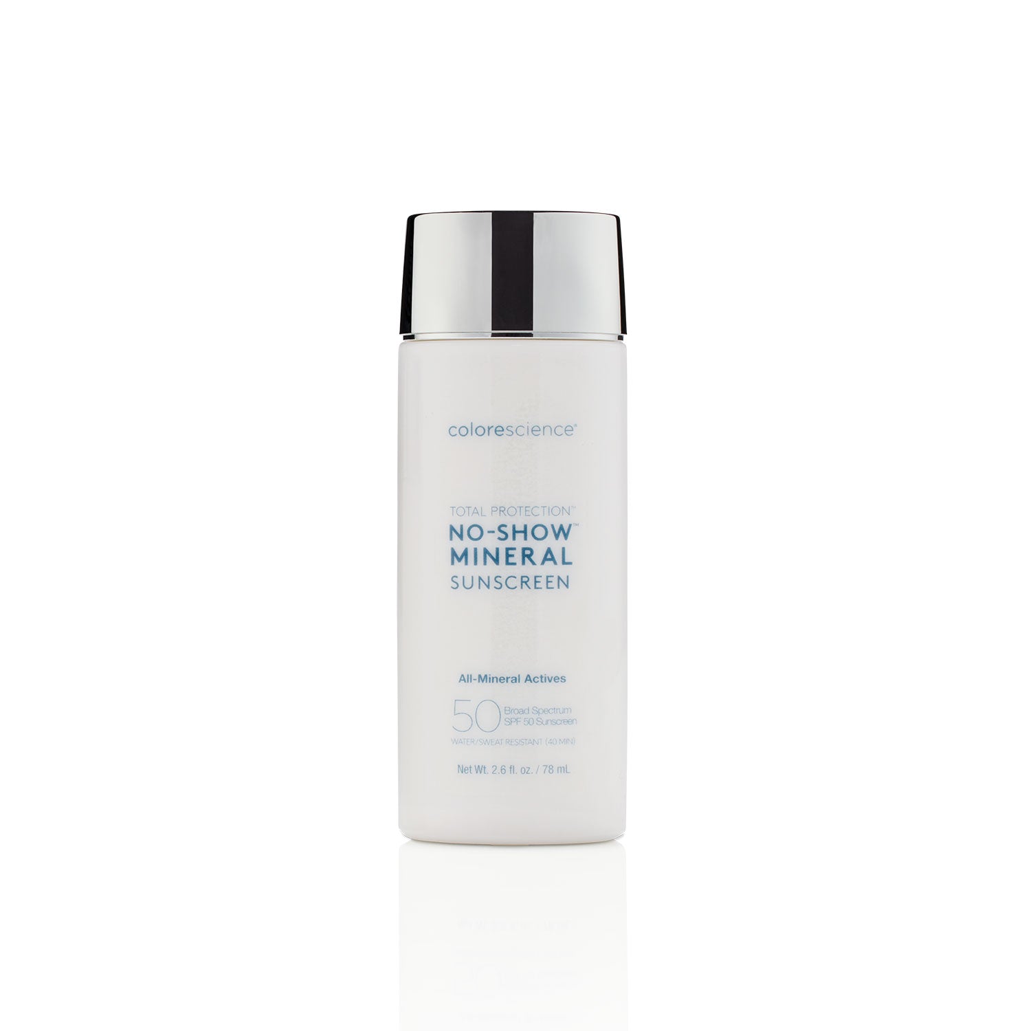 Colorescience Total Protection No Show Mineral Sunscreen SPF 50 - Oil-Free, Water-Resistant, Broad Spectrum Sun Protection for Face & Body | Perfect for Daily Use, Outdoor Activities & Beach Days