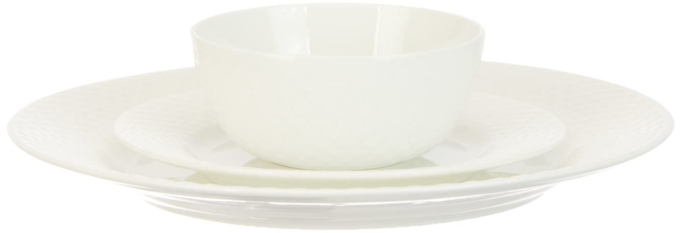 Solimo 18-Piece Classic Solid Ceramic Dinner Set - 6 Dinner Plates, 6 Salad Plates, 6 Serving Bowls | Off-White | Durable Stoneware for Everyday Dining & Entertaining | Perfect for Family Meals, Dinner Parties & Restaurant-Style Serving