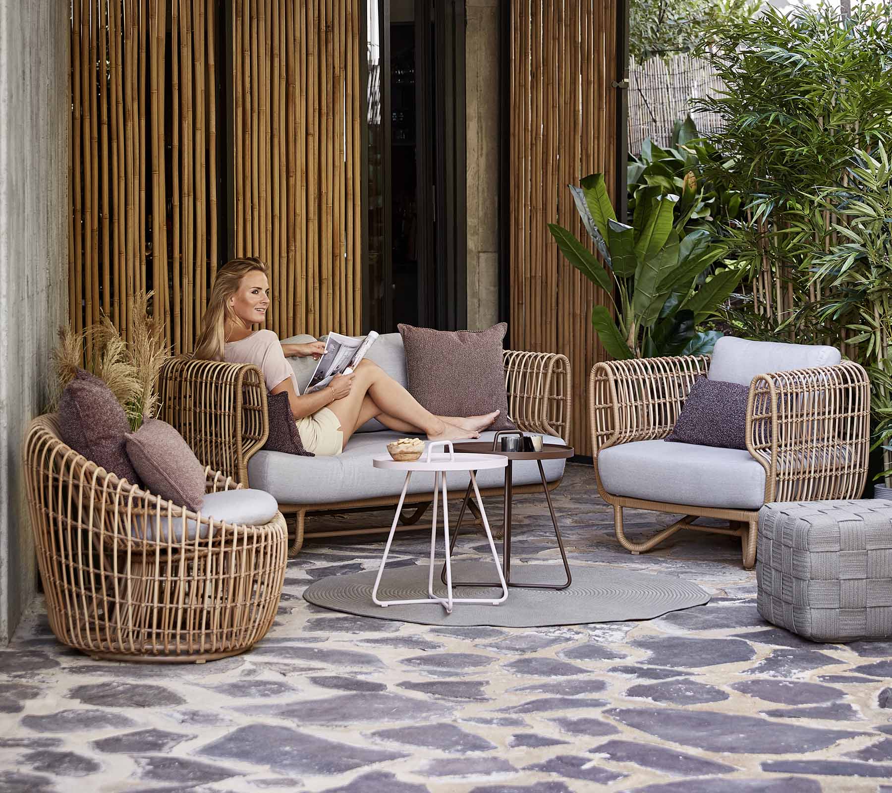 Round Hanging Egg Chair - Indoor/Outdoor Rattan Swing Chair with Stand & Cushion for Patio, Garden, Balcony, or Living Room Relaxation
