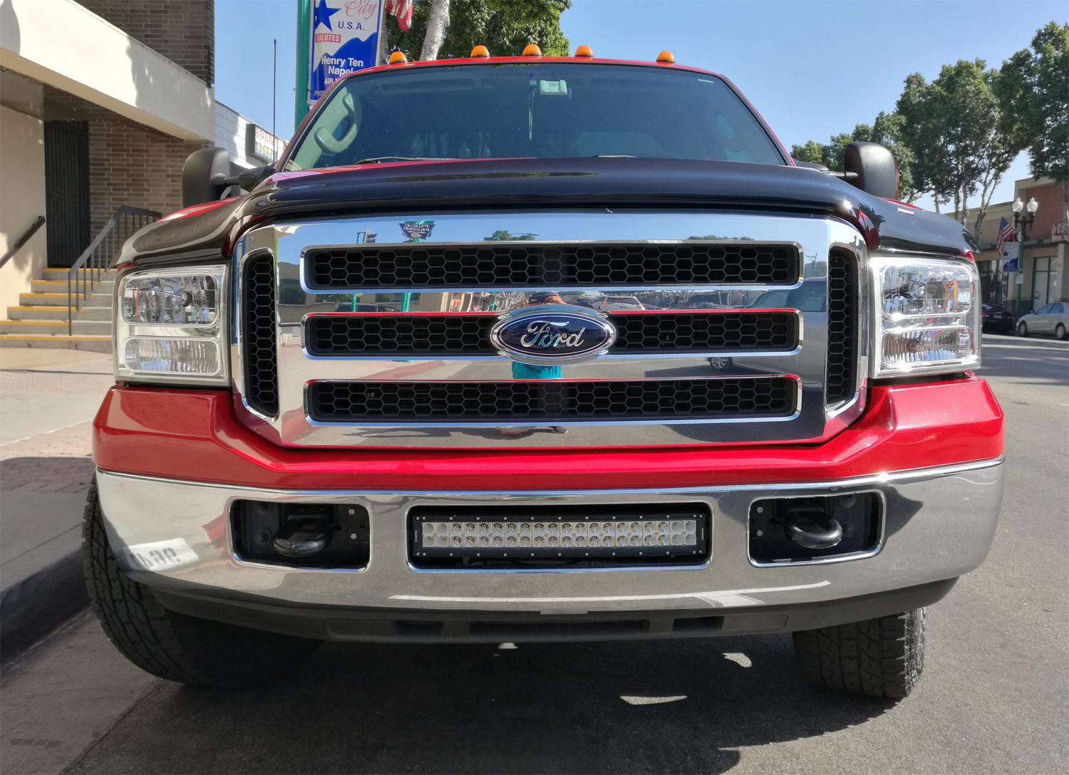 120W 20 LED Light Bar with Lower Bumper Bracket & Wiring Kit - Compatible with 1999-2007 Ford F250 F350 Super Duty Trucks - Perfect for Off-Roading, Night Driving & Emergency Lighting
