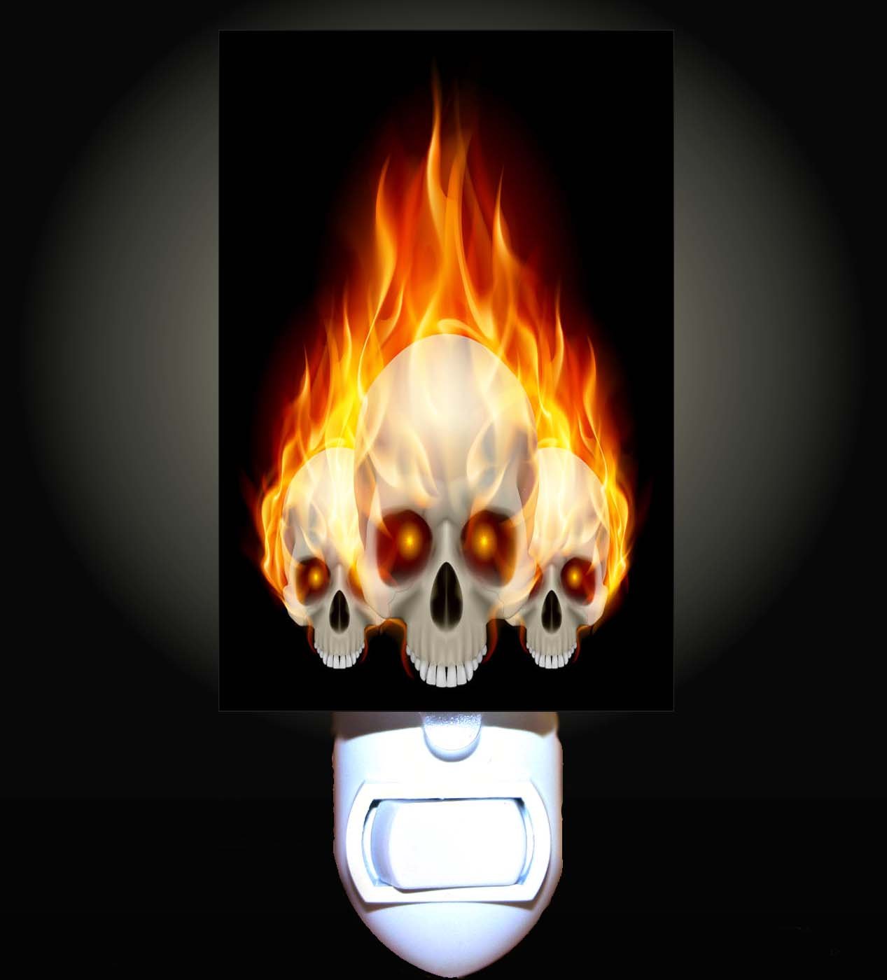 Fire Skulls LED Night Light - Halloween Decor, Spooky Bedroom & Party Lighting - Perfect for Home, Dorm, and Outdoor Decorations