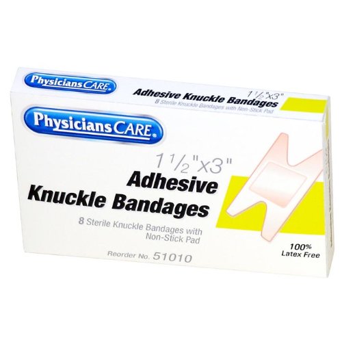 PhysiciansCare First Aid Fabric Knuckle Bandages - 8 Count Box | Wound Protection for Fingers & Knuckles | Ideal for Cuts, Scrapes & Minor Injuries at Home, Work or Outdoor Activities