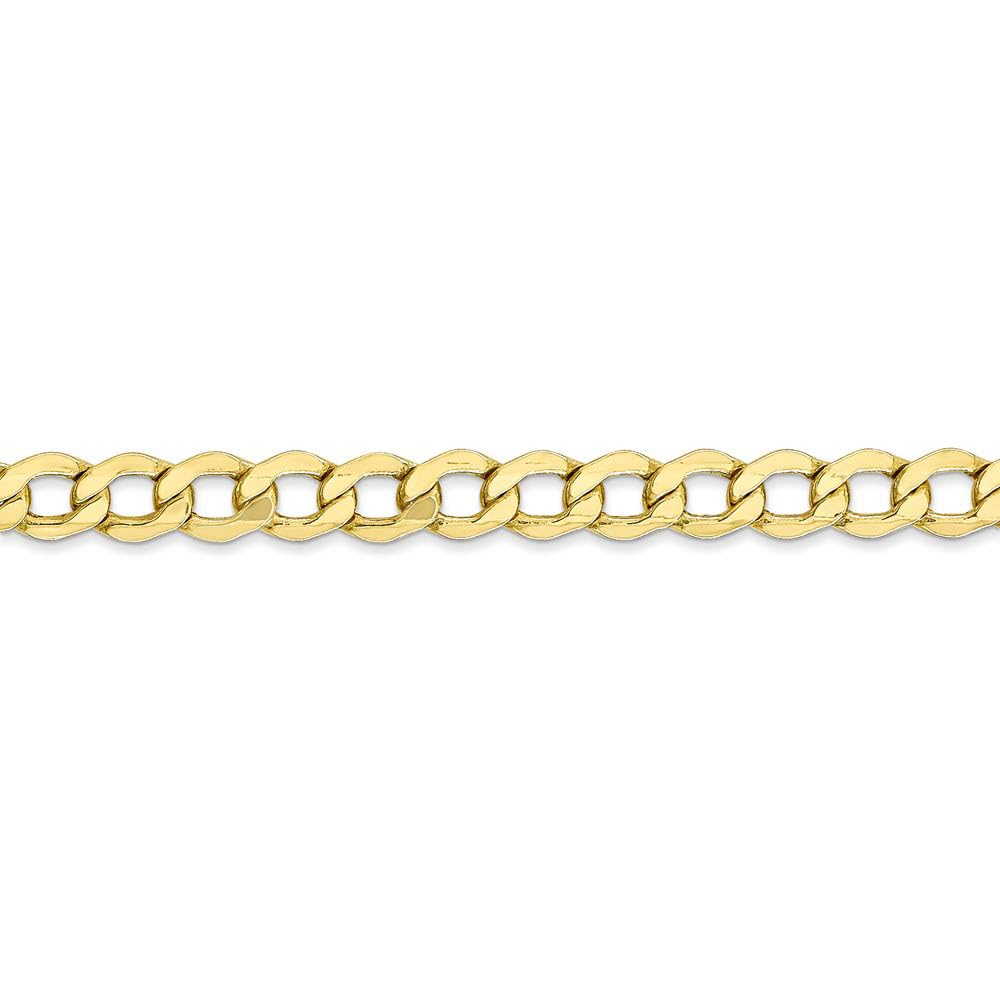 5.25mm 10k Yellow Gold Hollow Curb Chain Bracelet for Women - Elegant Gift