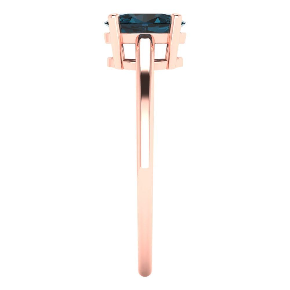 1.0 ct Oval Cut Natural London Blue Gemstone Solitaire Engagement Ring - 14k Rose Gold Wedding Band for Brides & Anniversary Gifts | Perfect for Proposals, Vow Renewals & Special Occasions