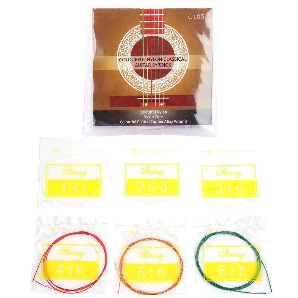 Premium 6-Piece Nylon Classical Guitar Strings Set - Standard Tension Acoustic Guitar Replacement Strings for Warm, Balanced Tone | Perfect for Beginners, Students, and Classical Guitar Performances