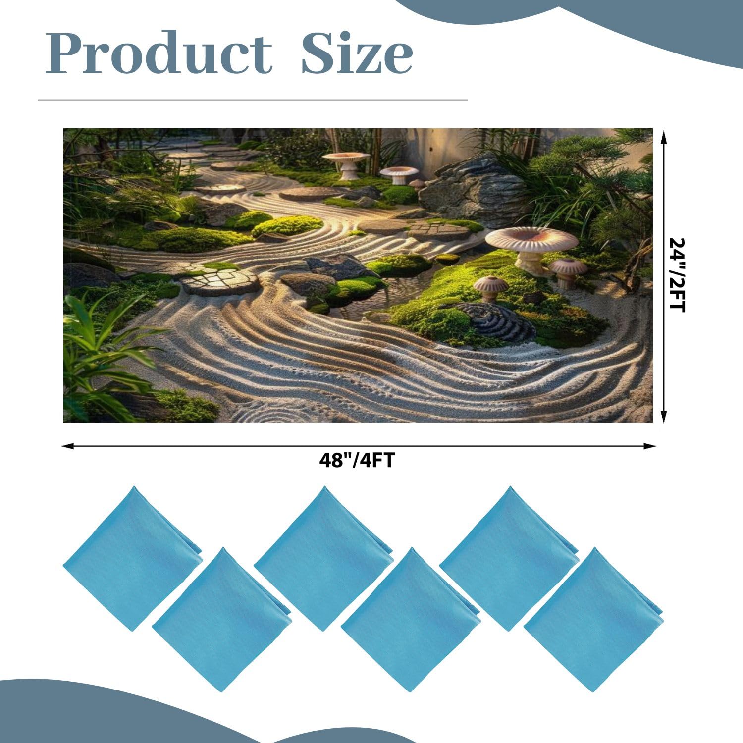 6 Pack Fluorescent Light Covers - Serene Retro Mushroom Zen Garden Stone Design with Raked Sand Pattern - Magnetic 2x4 ft Ceiling Light Panels for Classroom, Office & Home Decor - Create a Calming Atmosphere for Meditation Spaces, Waiting Rooms and Relaxation Areas