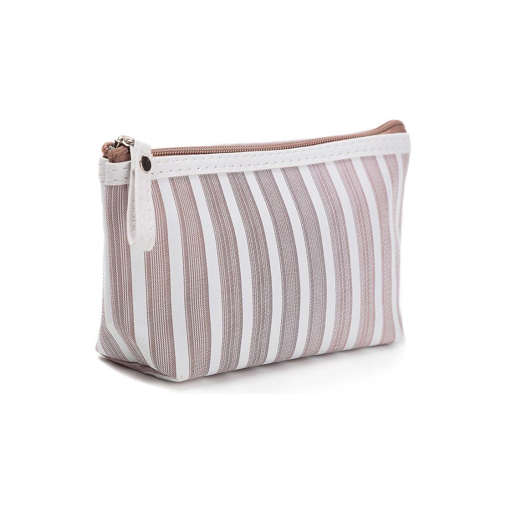 Miyahouse Striped Canvas Cosmetic Bag for Women - Waterproof Travel Makeup Pouch & Toiletry Organizer - Perfect for Gym, Vacation, and Daily Essentials Storage