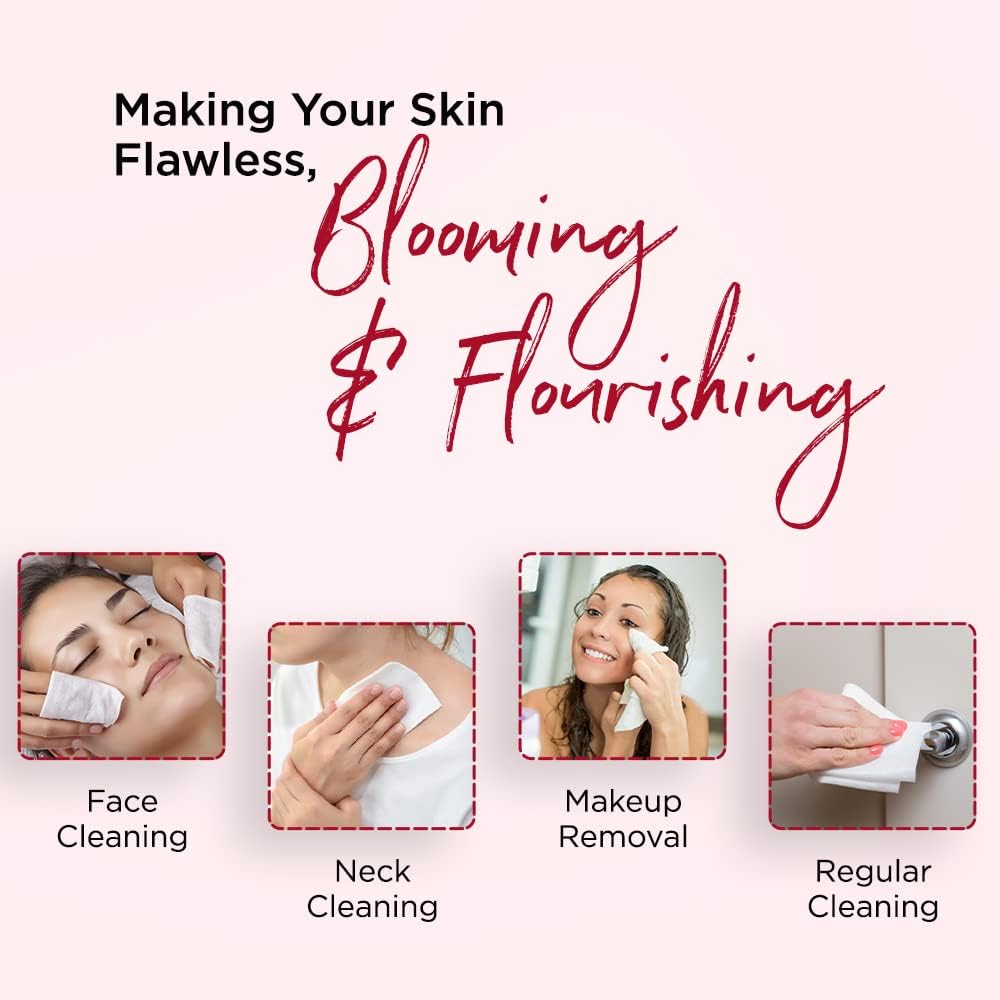 PROSKIN Rose Water Refreshing Facial Cleansing Wet Wipes - Natural Viscose Fiber with Aloe Vera & Vitamin E | Hydrating, Paraben & Alcohol Free | Makeup Removal, Travel & Gym Essentials (50 Wipes, Pack of 2)