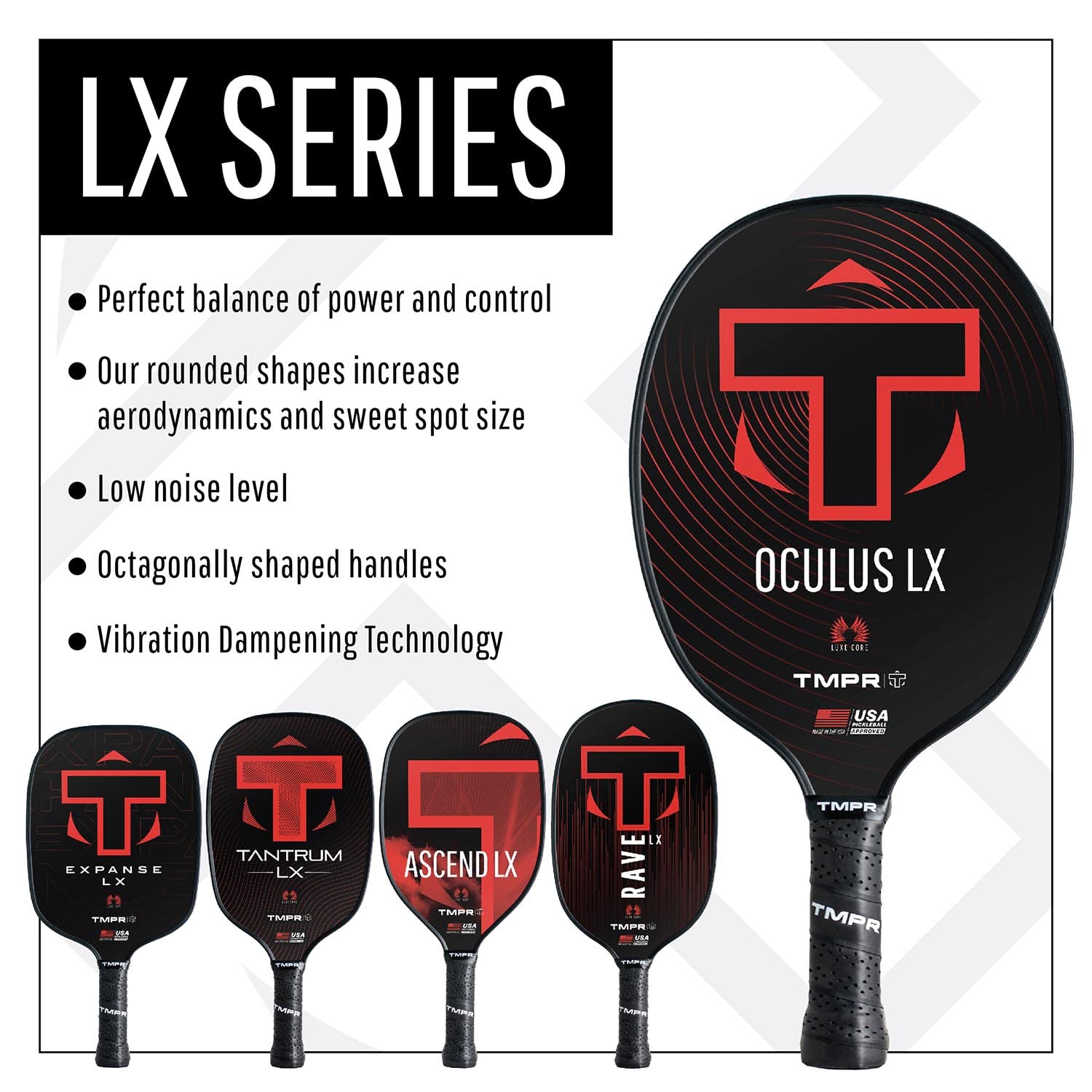 Premium Fiberglass Pickleball Paddle - 16mm Honeycomb Polymer Core for Control & Power | USAPA Approved | Aerodynamic Design for Larger Sweet Spot | Ideal for Competitive Play & Recreational Games
