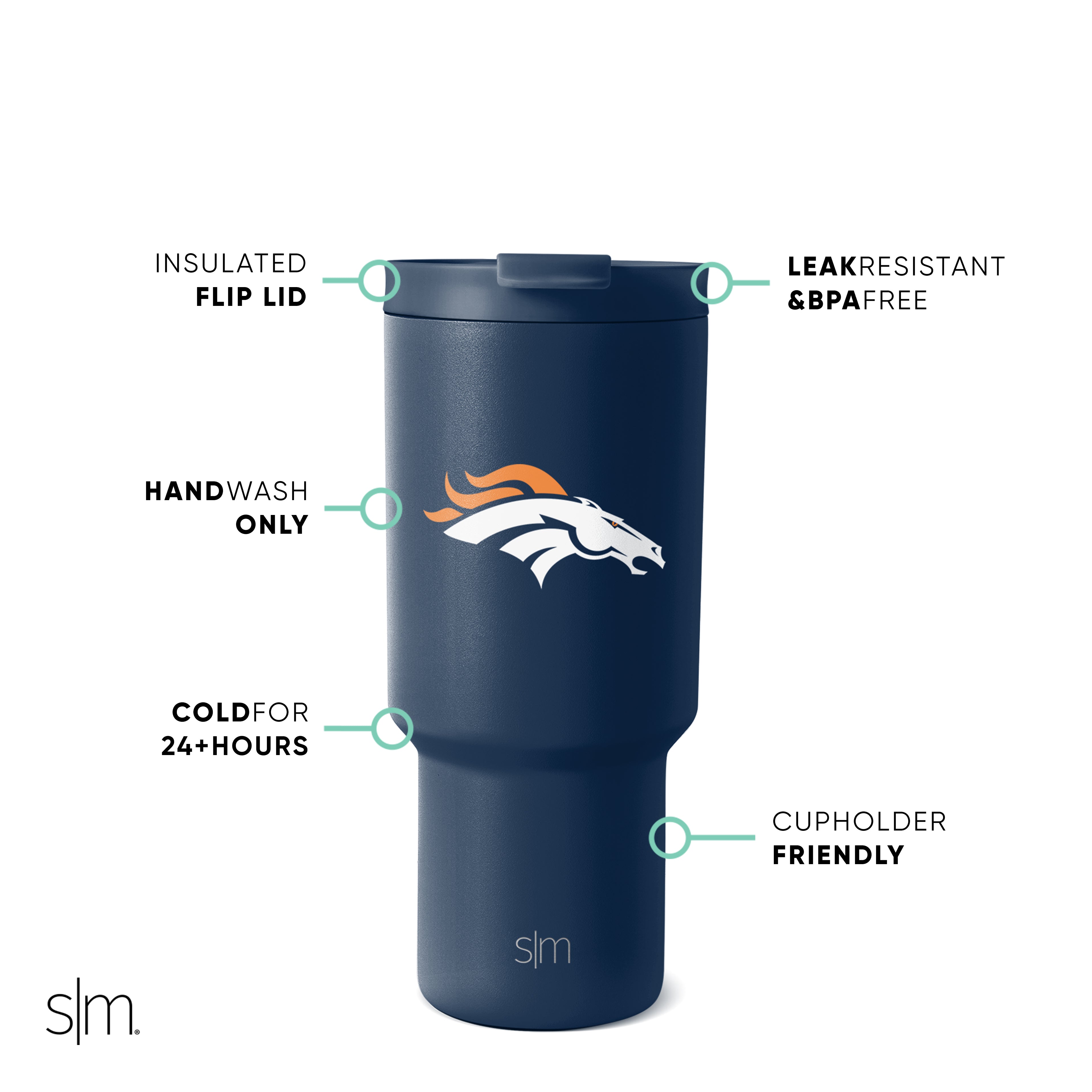 NFL Trek Tumbler 20oz Stainless Steel Insulated Water Bottle with Lid - Leakproof Travel Mug for Coffee, Tea & Cold Drinks - Perfect for Football Games, Camping & Outdoor Adventures