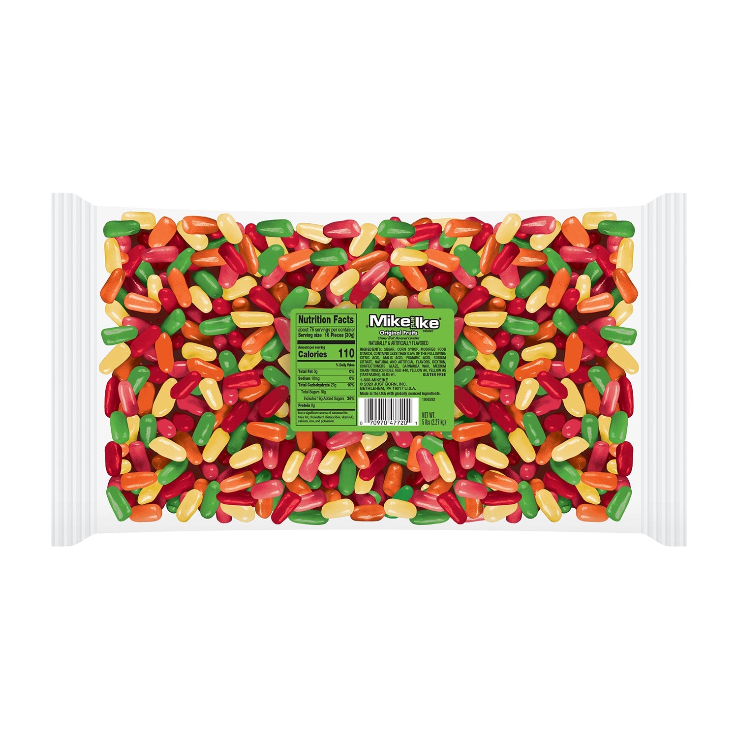 Just Born Mike & Ike Original Fruit Flavored Candy - 5lb Bulk Bag for Parties, Movie Nights & Office Snacks