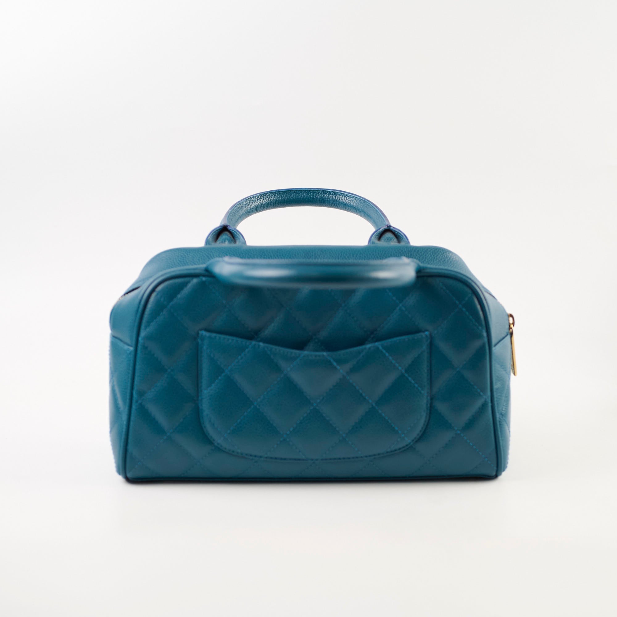 Chanel Quilted Caviar Leather Bowling Bag in Blue - Luxury Designer Handbag for Women, Perfect for Everyday Use, Travel & Shopping