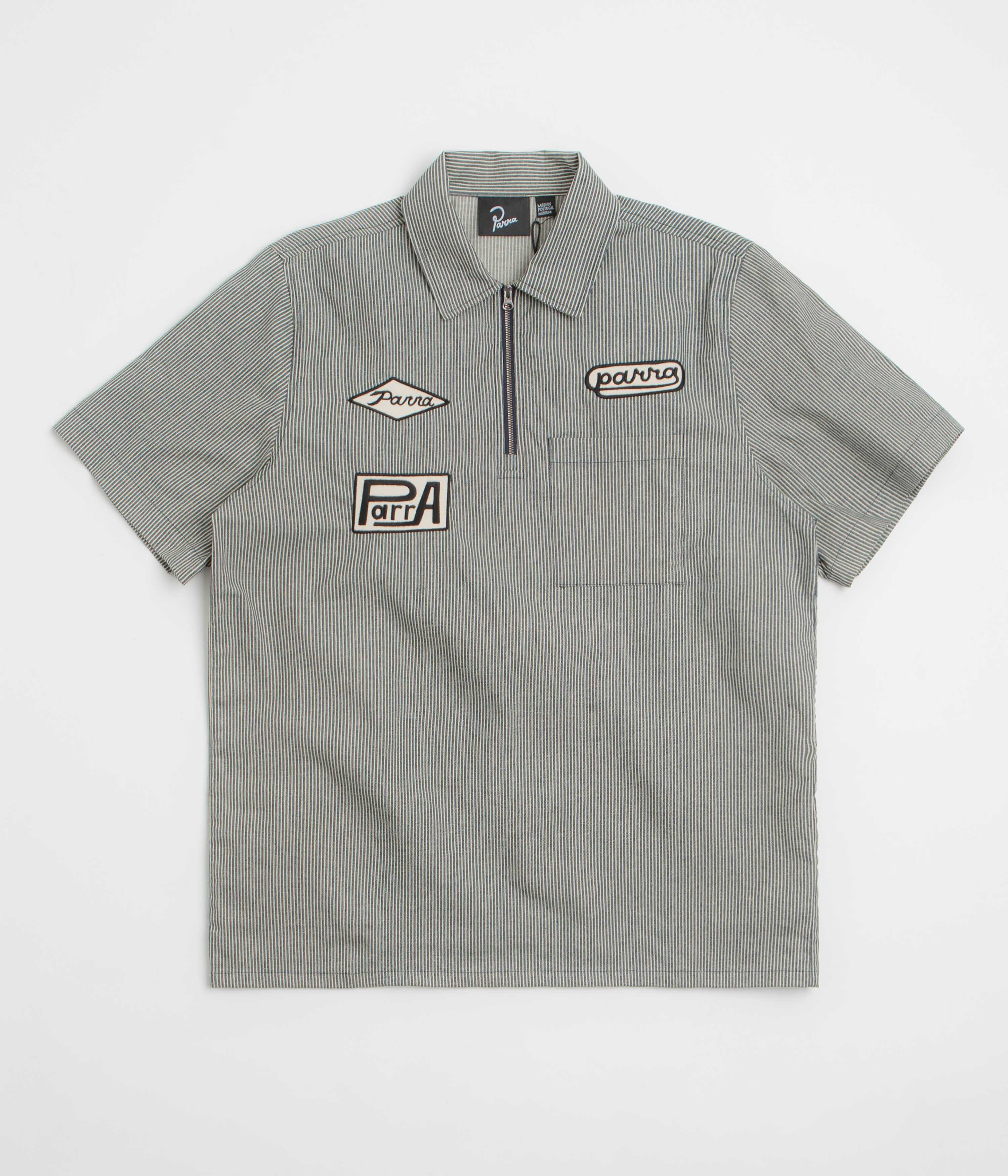 Parra Work Later Short Sleeve Shirt for Men - Casual Blue Button Down Shirt - Perfect for Office, Weekend Outings & Summer Wear
