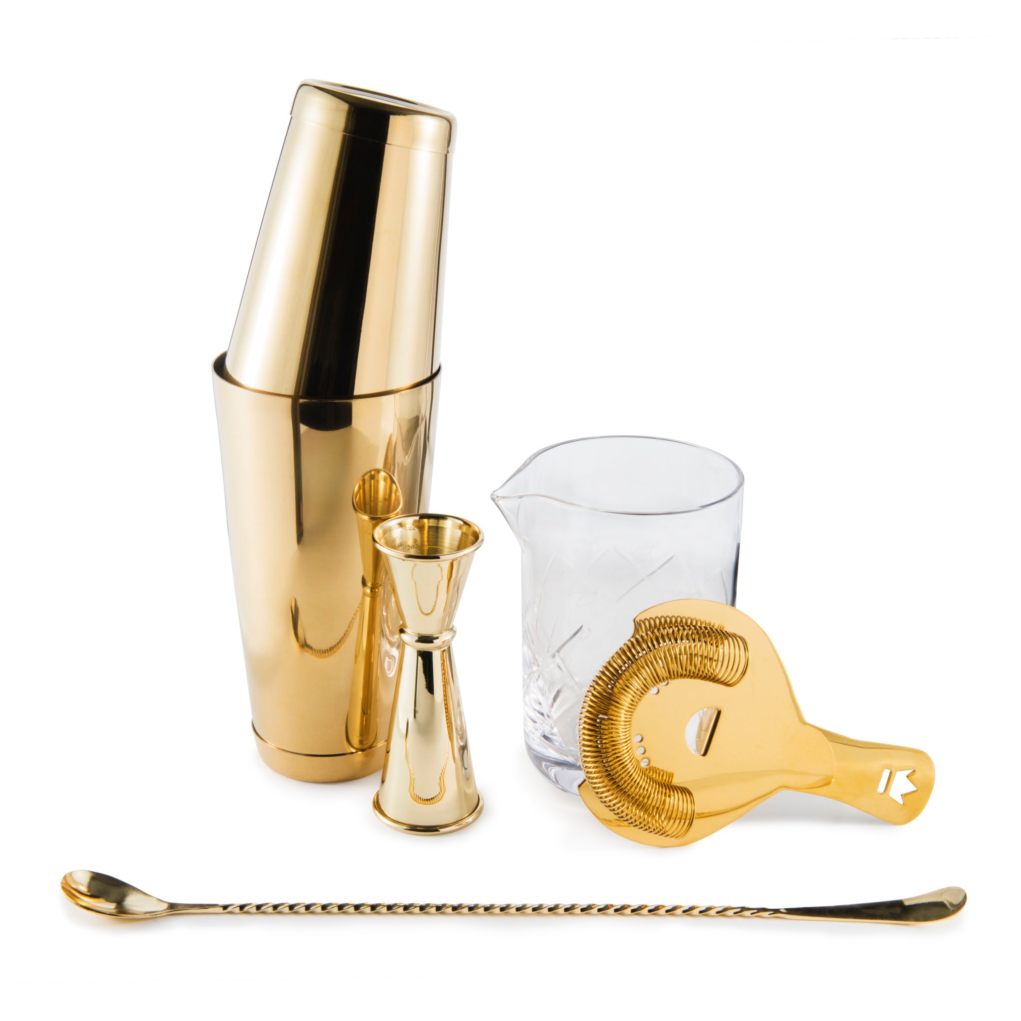 Premium Gold-Plated Cocktail Set - 18-Piece Bar Accessories for Mixing, Shaking & Serving - Perfect for Home Bars, Parties & Gifts