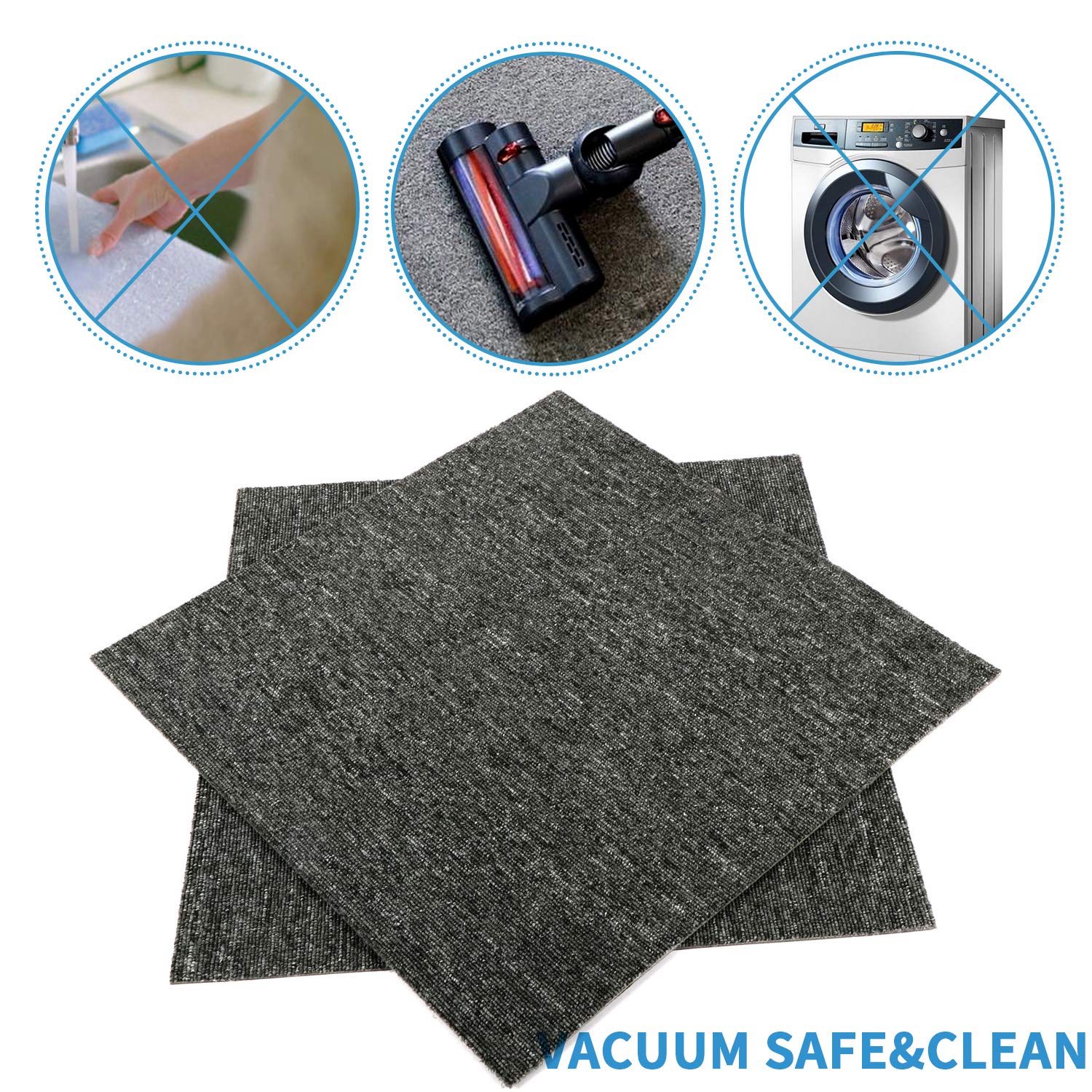 20pcs 20x20 Inch Commercial Carpet Floor Tiles - PVC Backed Waterproof, Heavy Duty Cuttable Carpet Squares with Adhesive Stickers for Home, Office, Gym & Retail Flooring | Easy Installation & Durable Floor Covering Solution