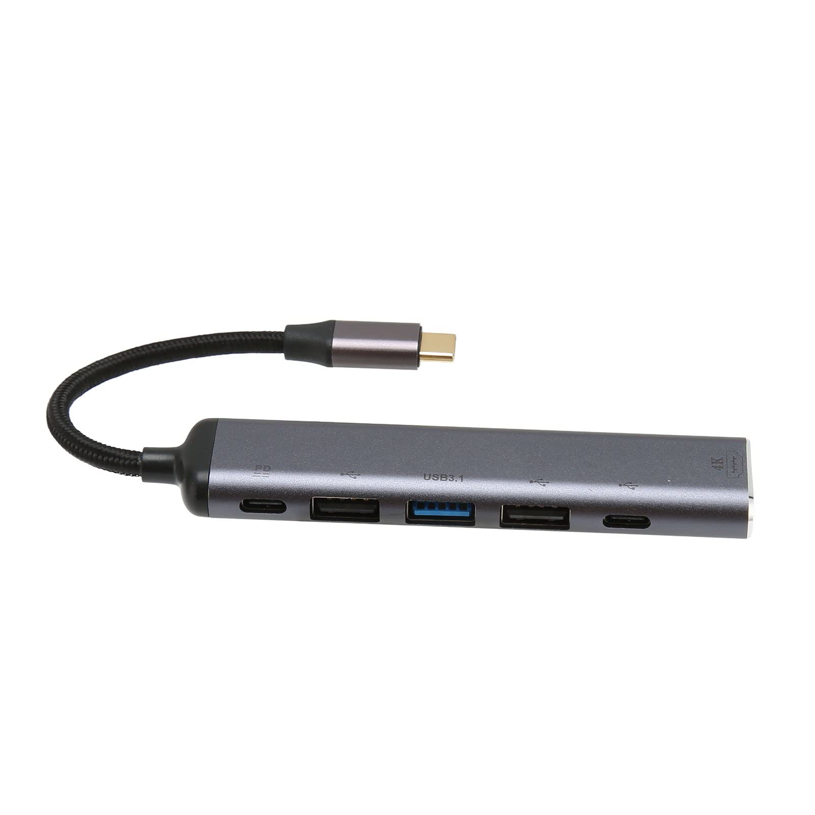 6-in-1 USB C Hub Adapter with HDMI, USB 3.1, 2x USB 2.0, Type C 2.0 & 100W PD Charging - Multi-Port Laptop Docking Station for Windows/Mac - Perfect for Home Office, Travel & Conference Presentations