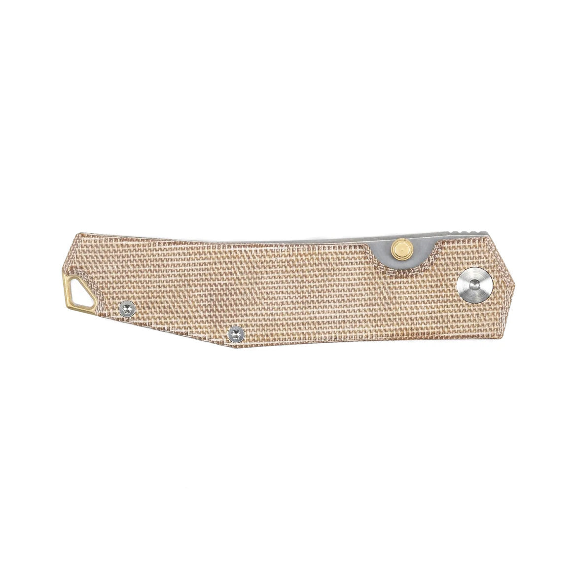 Giant Mouse Ace Clyde Folding Knife - Elmax Steel Blade, Natural Canvas Micarta & Brass Handle - EDC, Camping, Outdoor Survival