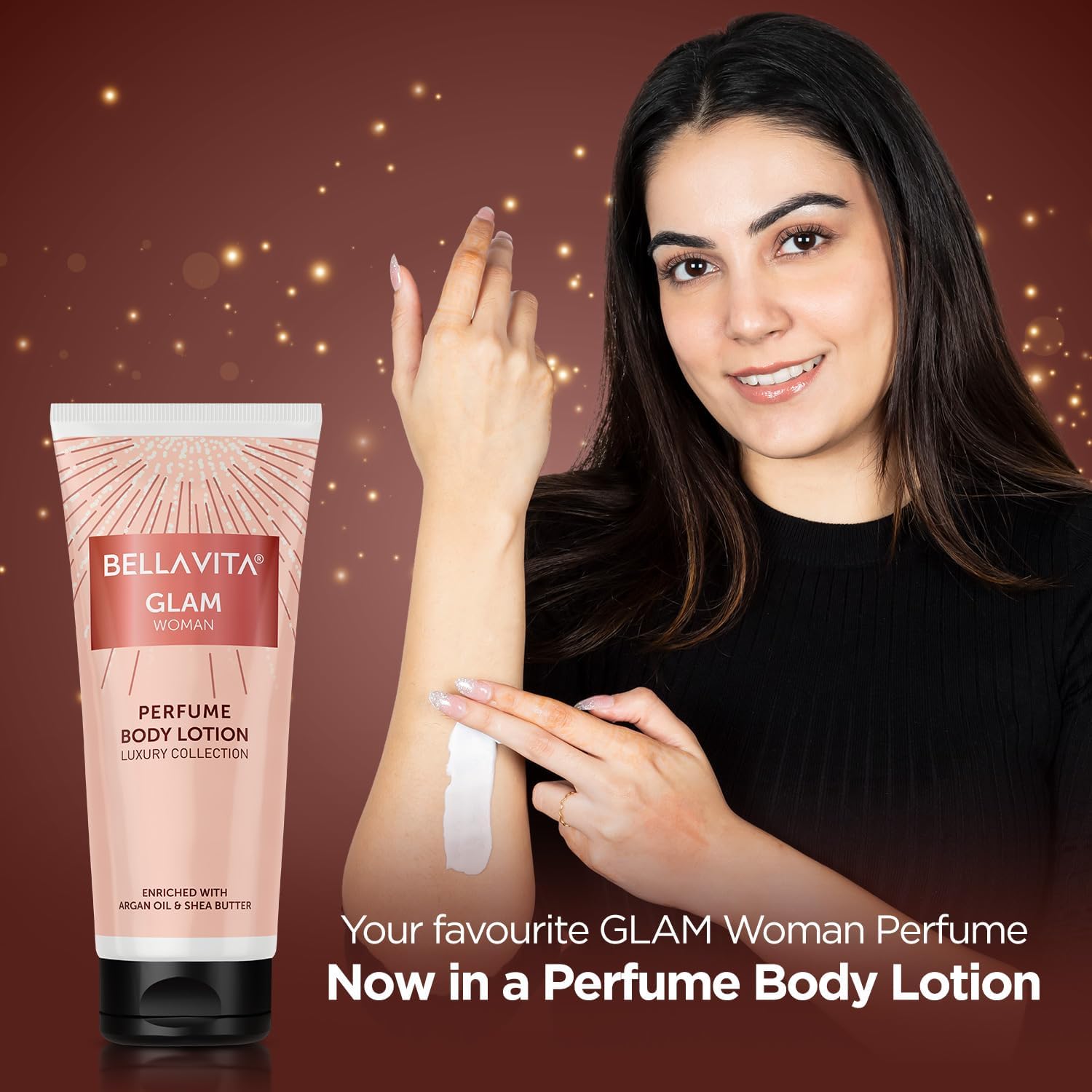 Bella Vita Luxury Glam Women's Perfumed Body Lotion - Hydrating & Nourishing with Argan Oil & Shea Butter (200ml) for Soft, Supple & Healthy Skin | Perfect for Daily Moisturizing, Gift Giving & Self-Care Rituals
